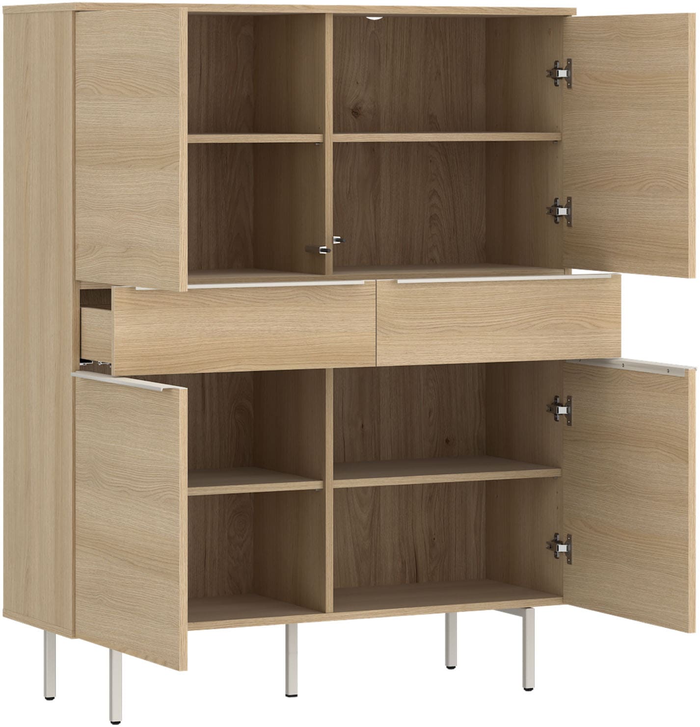 TOM TAILOR HOME Hochkommode Highboard, Breite 110 cm,4 Türen,2 Schubladen, viel Stauraum