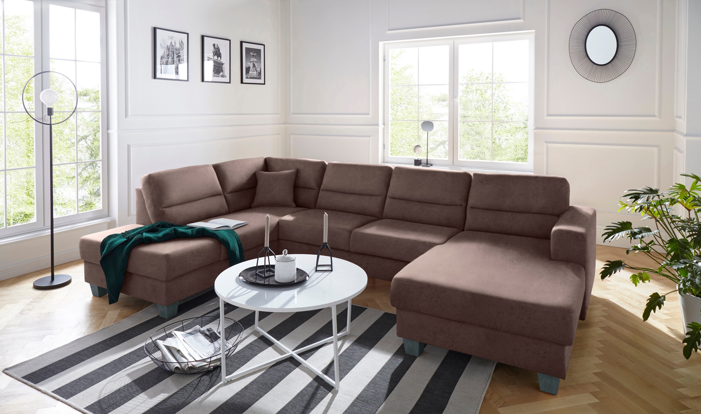 TRENDMANUFAKTUR Wohnlandschaft »Chamber, zeitlos und modern, bequem, hoher Sitzkomfort, U-Form«, wahlweise mit Schlaffunktion