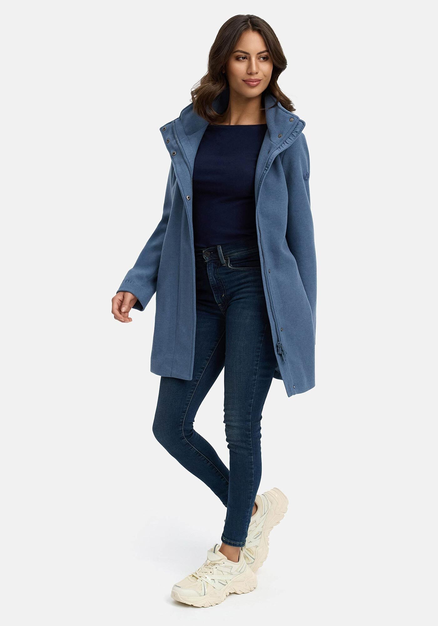 Marikoo Kurzmantel »Katalinaa« Eleganter Wickel Mantel mit Taillengürtel und Oversized Hood Kapuze