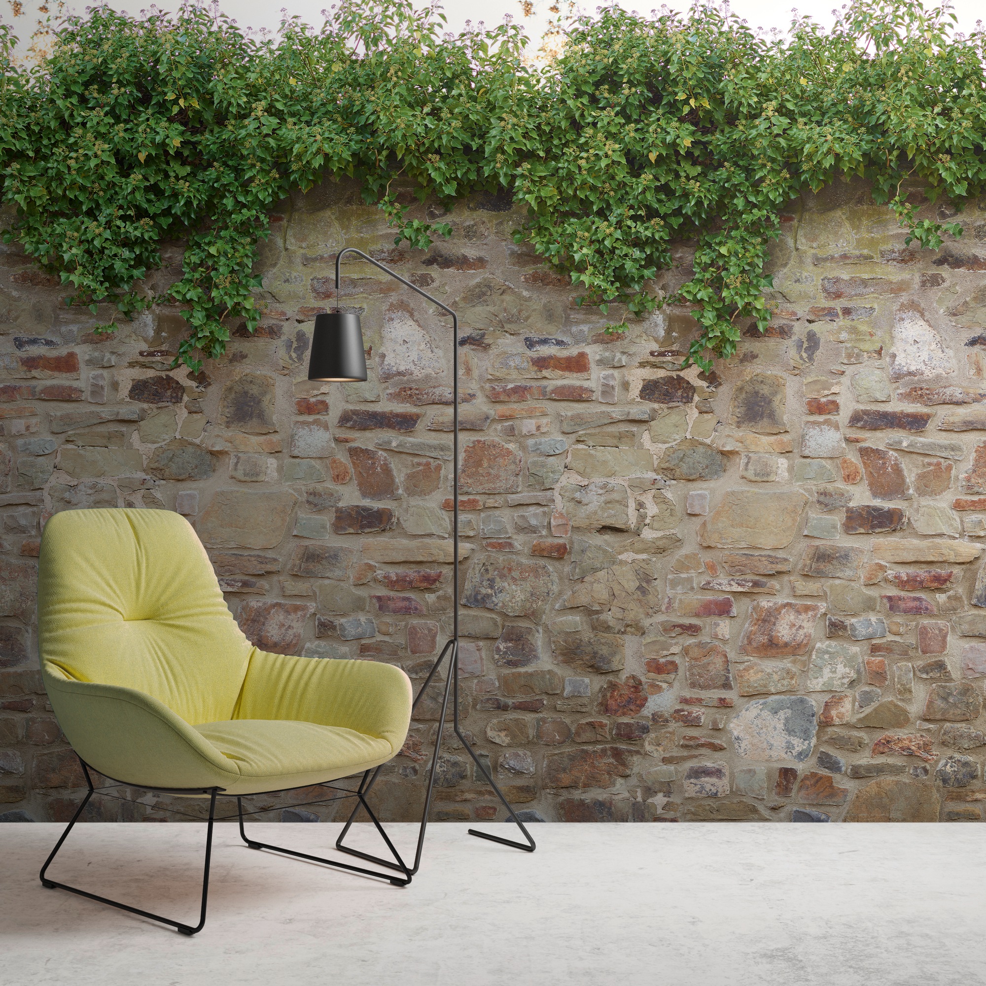 living walls "Steinmauer Fototapete" matt glatt Tapete Steinoptik Stein-Tapete Loft Industrial Used Look