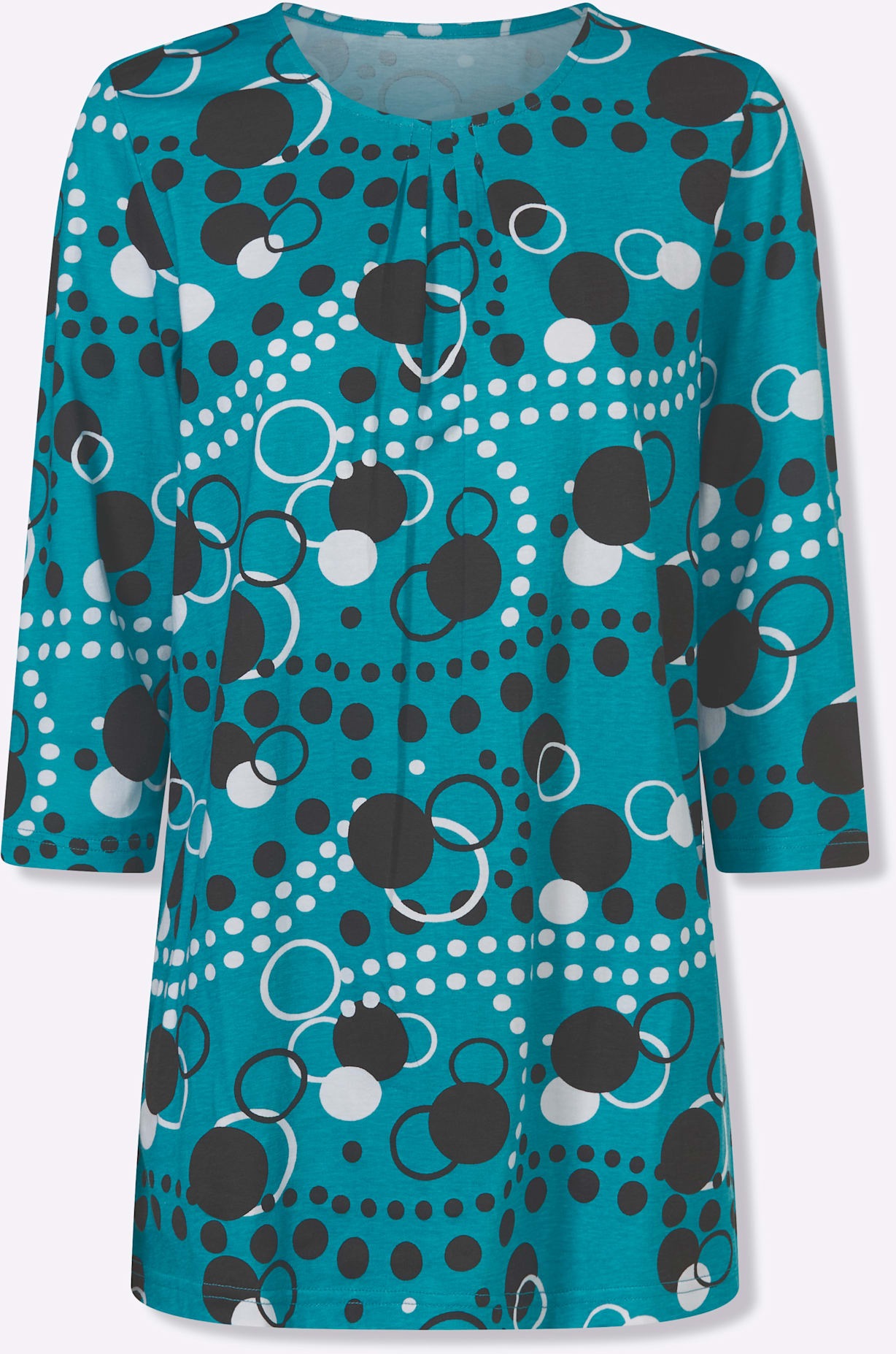 Classic Basics Women's Longshirt Turquoise/Black Size 50 2