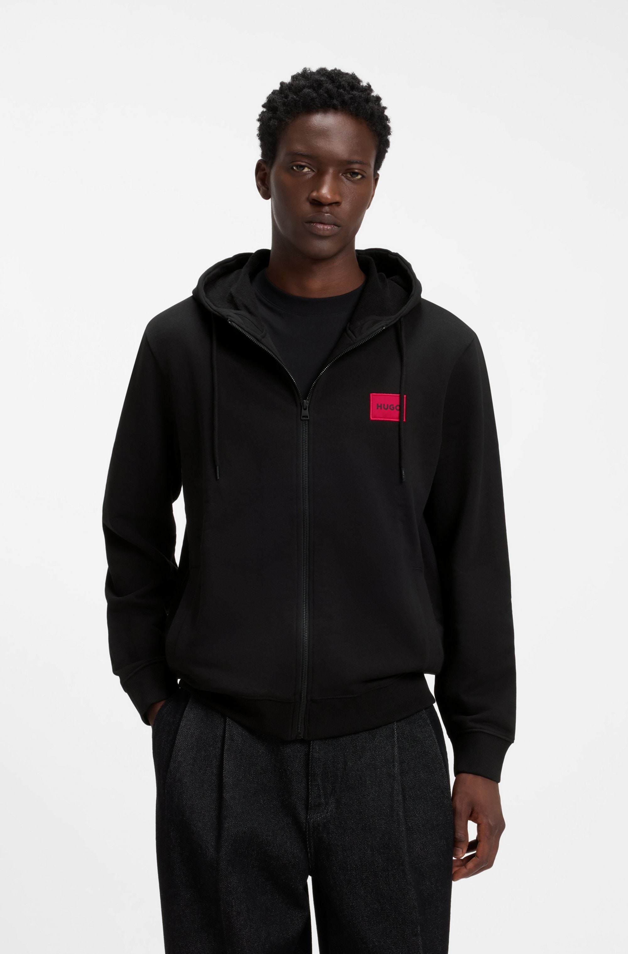 HUGO Kapuzensweatjacke "Daple" Kapuze mit Kordelzug, Regular Fit, HUGO Weblabel