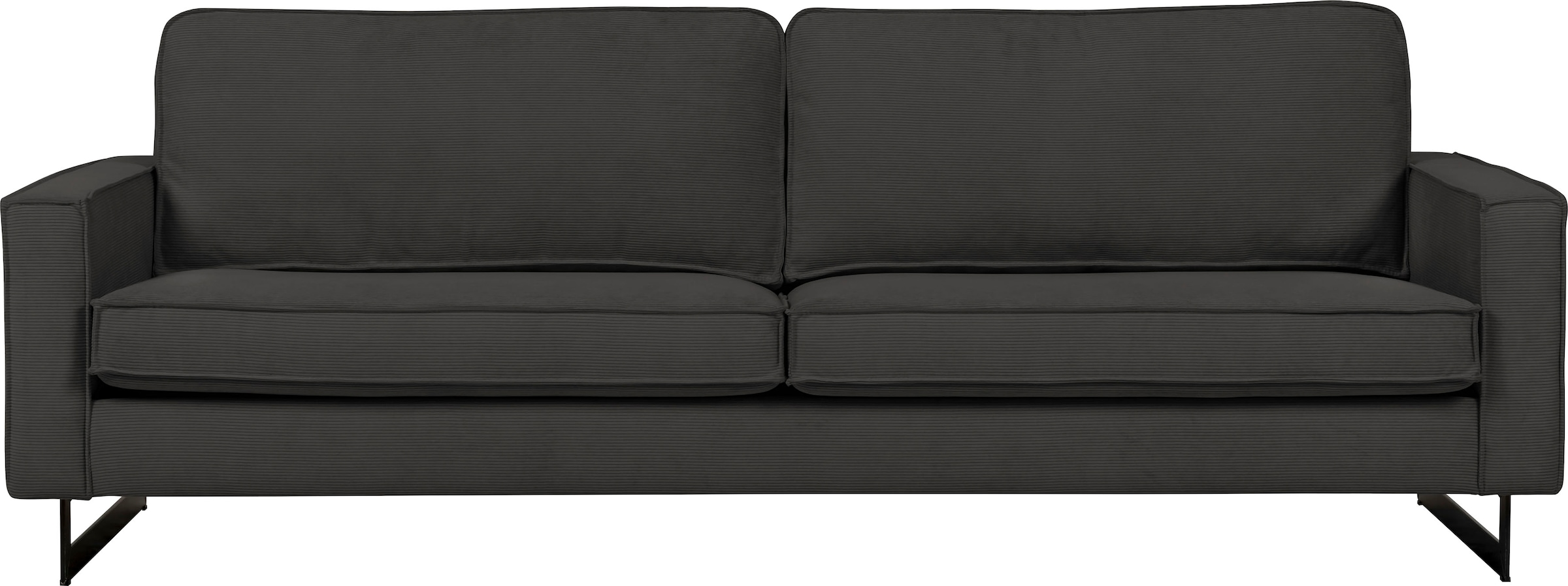 Places of Style 3-Sitzer »Maxi-Ausführung Pinto, 236 cm, Cord, Chenille, Lederoptik«, mit Keder, schwarze Metallfüße, Wellenunterfederung
