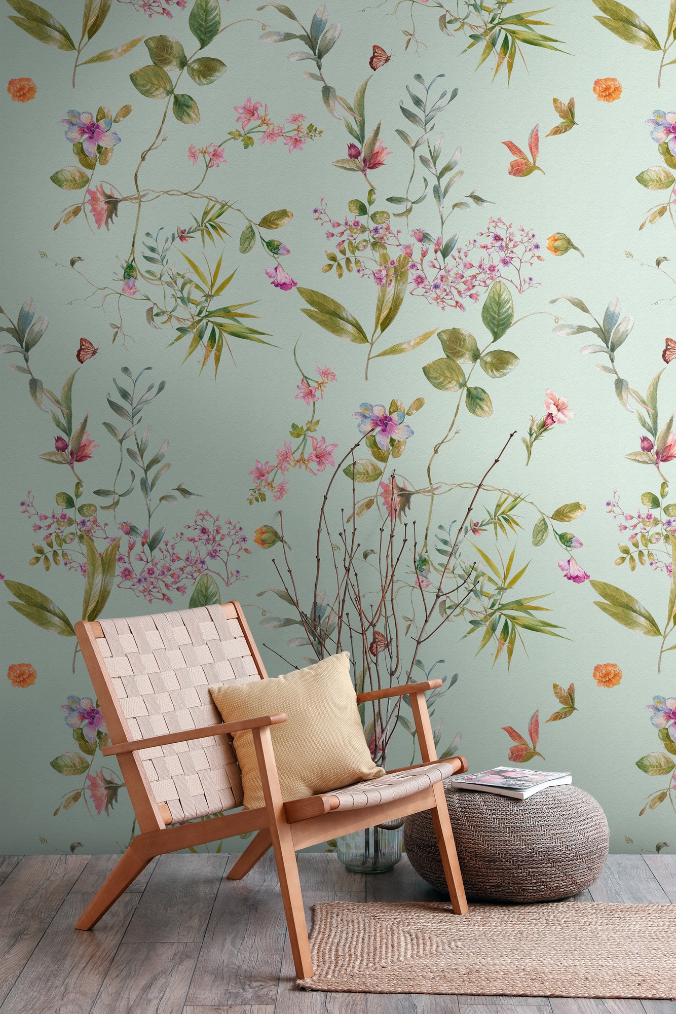 living walls Fototapete »THE WALL III Blumen-Tapete Motivtapete Blümchen Blumen«, matt, Vliestapete floral für Schlafzimmer Küche Wohnzimmer Blumen Design