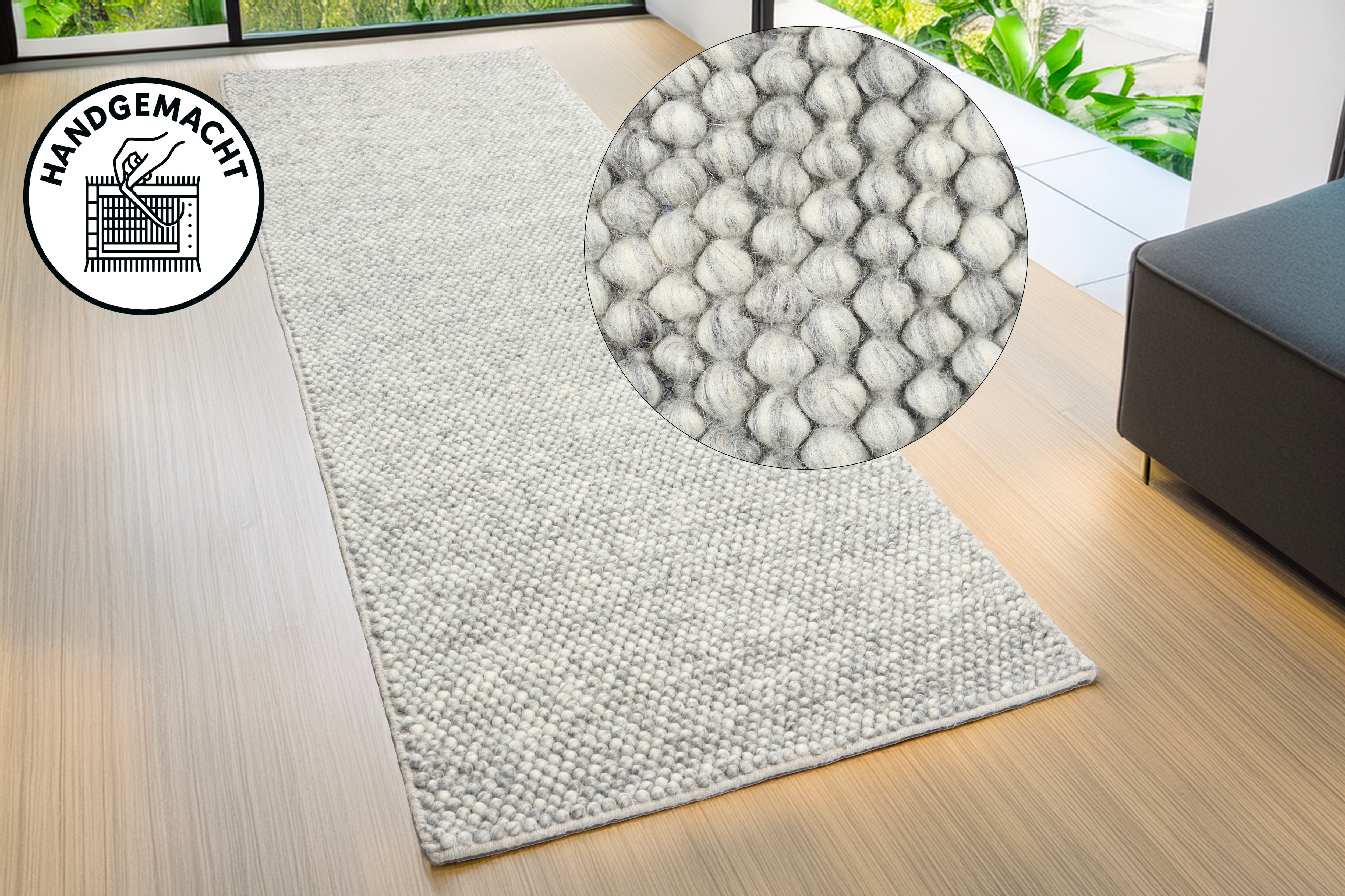 OTTO home Wollteppich "Wolly, Wolle" rechteckig 14 mm Höhe handgewebt, Handweb Teppiche, Skandi, Wohnzimmer, Schlafzimmer