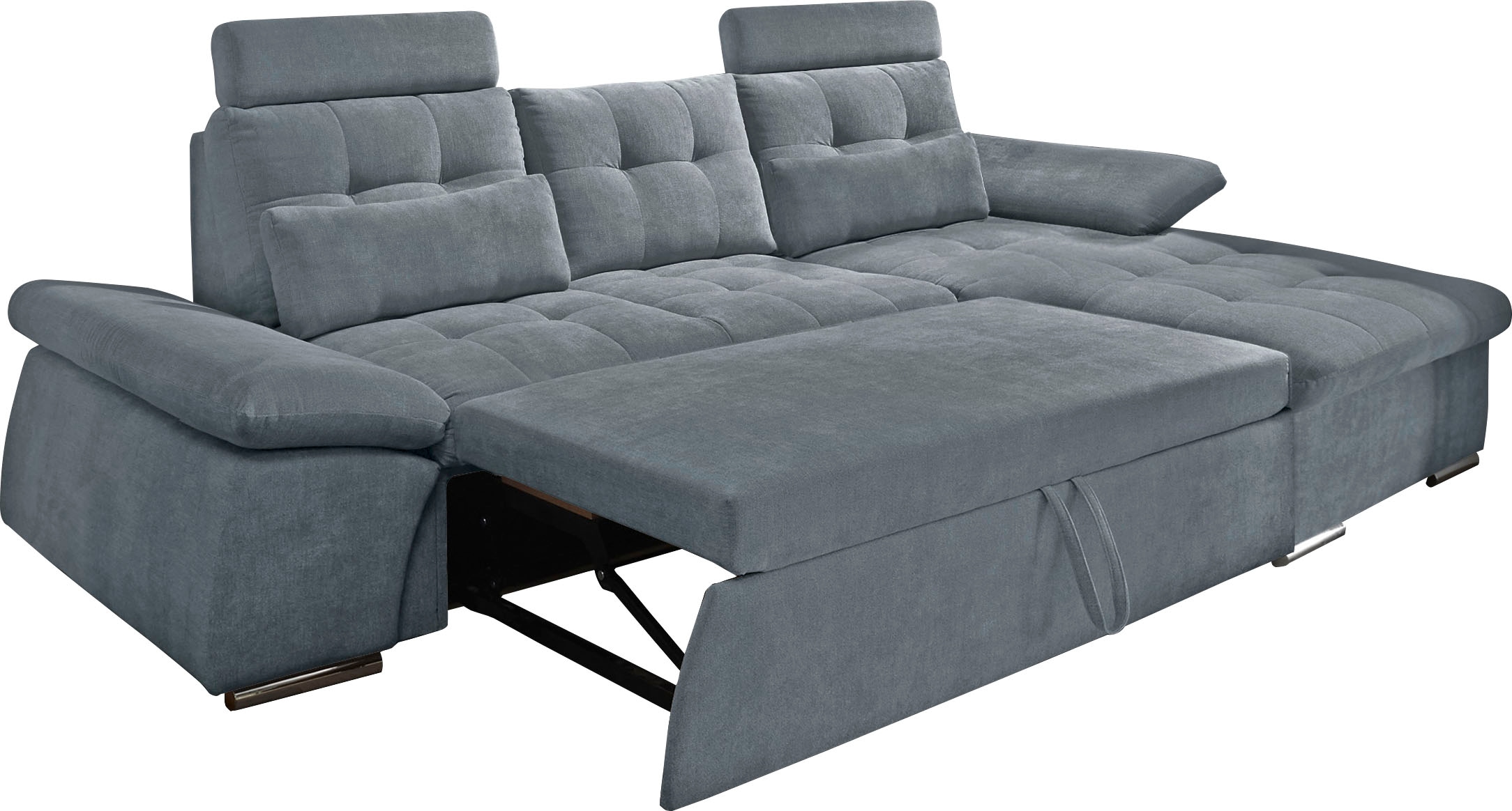 ED EXCITING DESIGN Ecksofa »Nalo L-Form«, mit Bettfunktion, Armteilverstellung, Kopfstützen & 2 Nierenkissen