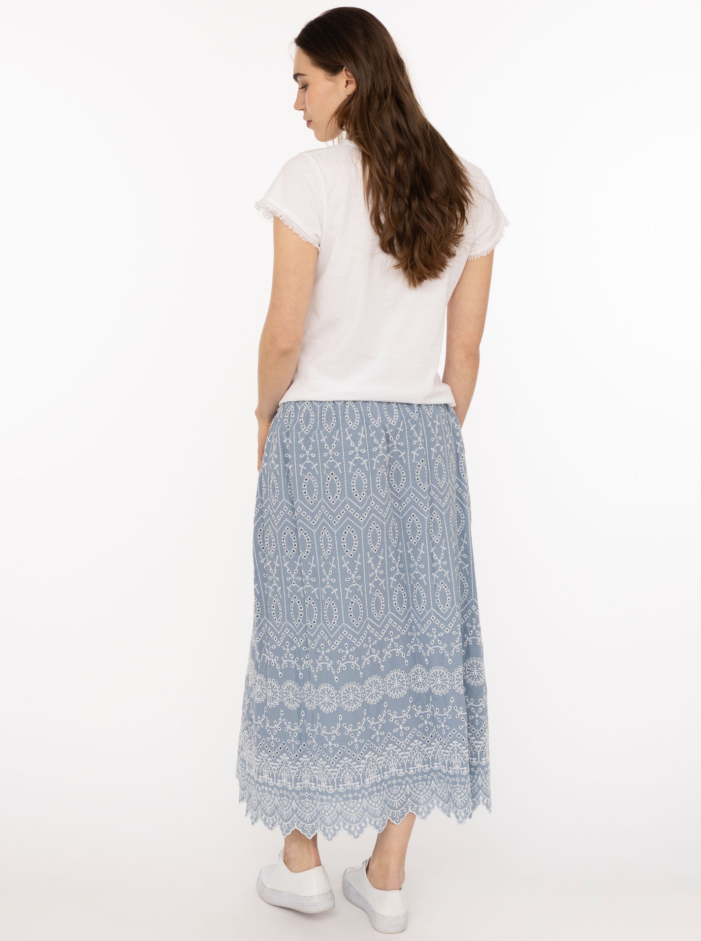 Zwillingsherz Maxirock »"Lochstickerei"« knöchellang, mit Lochspitze, elastischer Bund