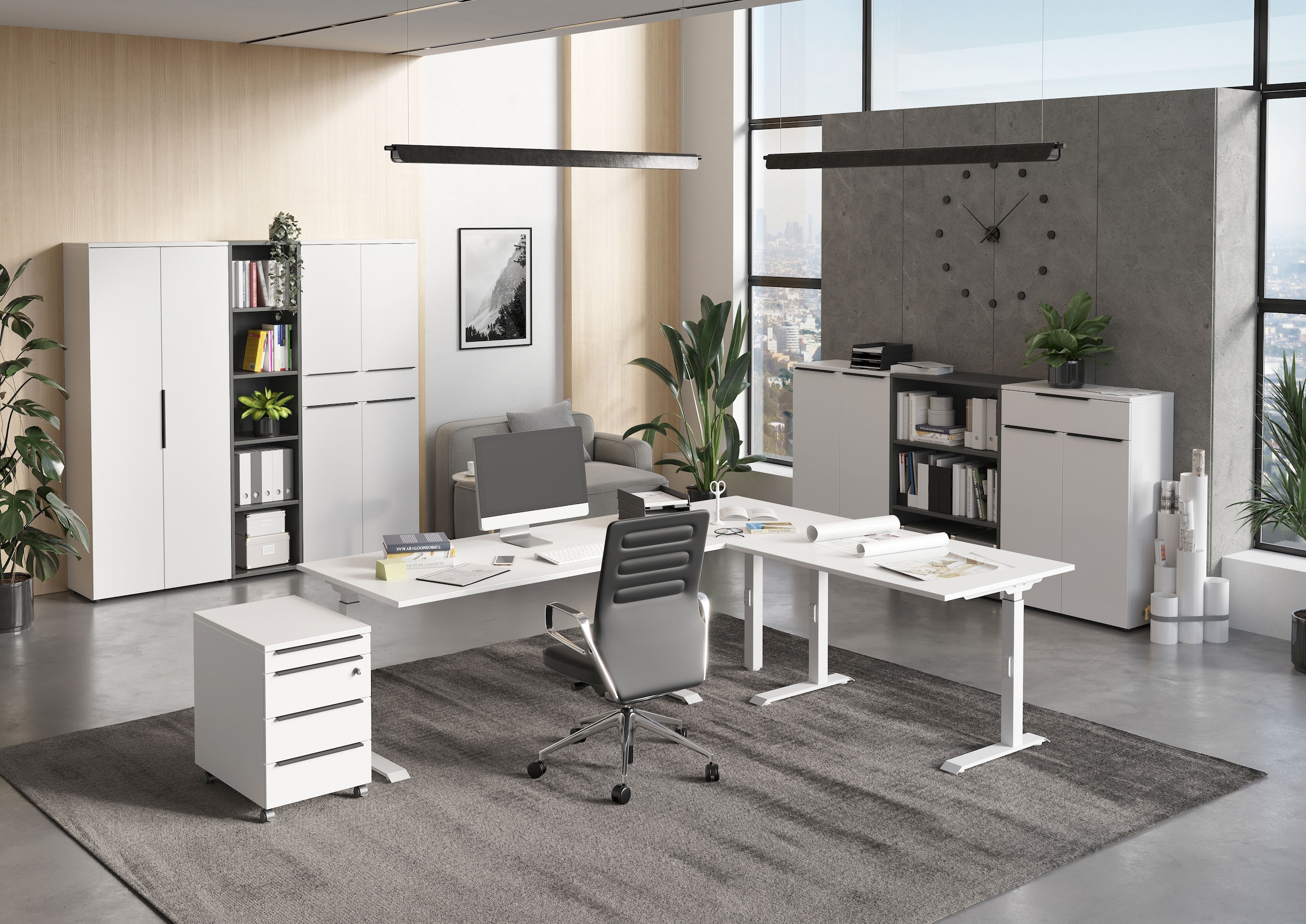 GERMANIA Schreibtisch »Mailand« Mechanisch höheneinstellbarer Winkelschreibtisch mit einem Stützfuß