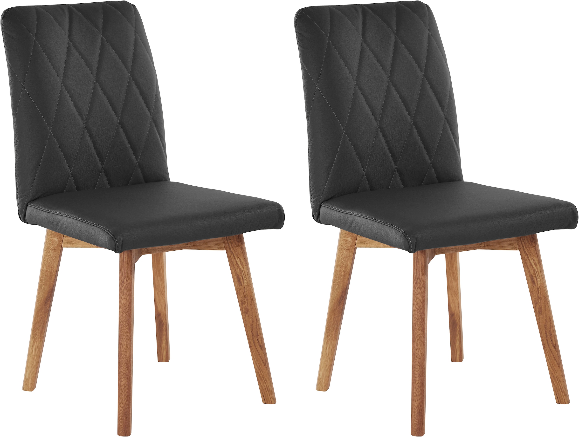 Home affaire Esszimmerstuhl "Brest" (Set) 2 Stk. Leder Gestell aus Eiche Ma günstig online kaufen