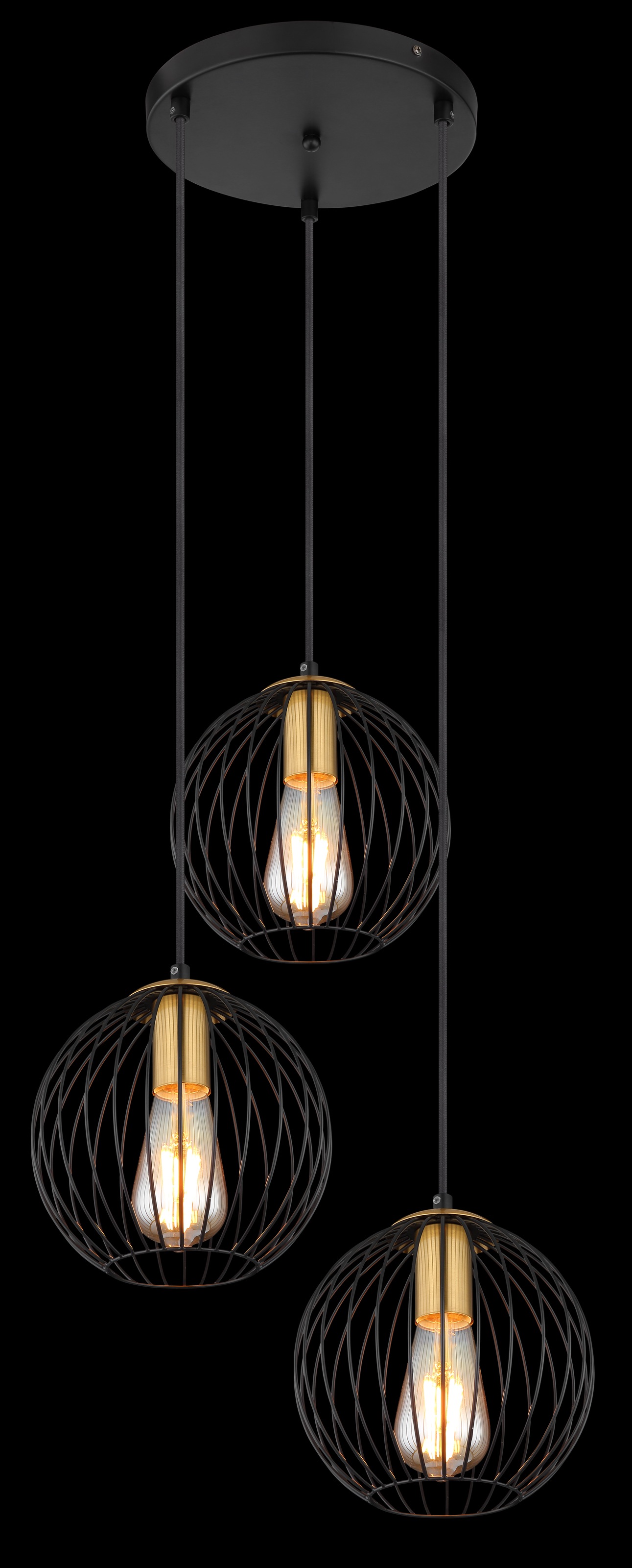 GLOBO LIGHTING Hängeleuchte »EUSEBIUS« E27 1 Stk. Hängeleuchte Schwarz/Messing, höhenkürzbar, E27