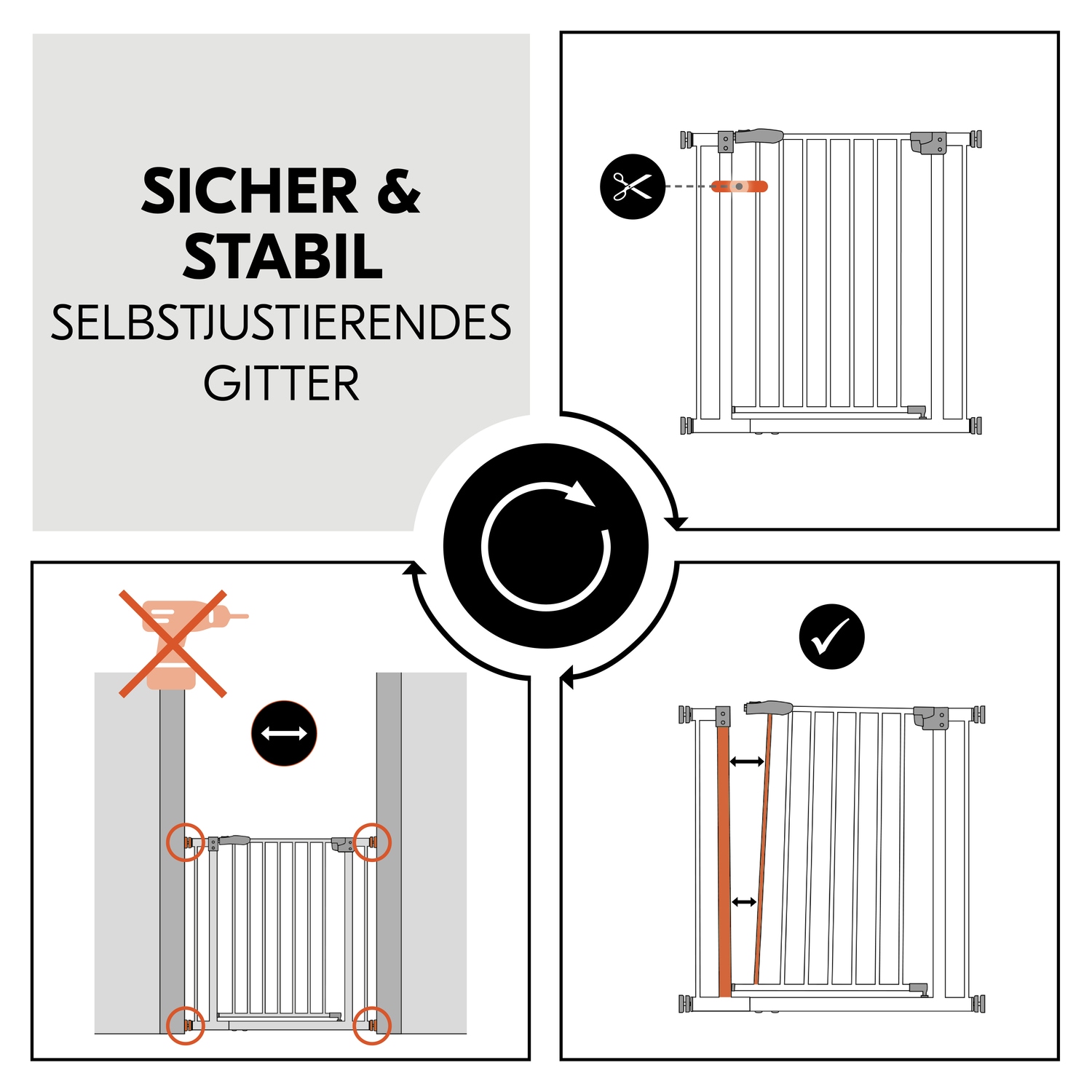 Hauck Türschutzgitter »Clear Step 2, Dark Grey«, auch als Treppenschutzgitter verwendbar; 75-80 cm, flacher Durchgang