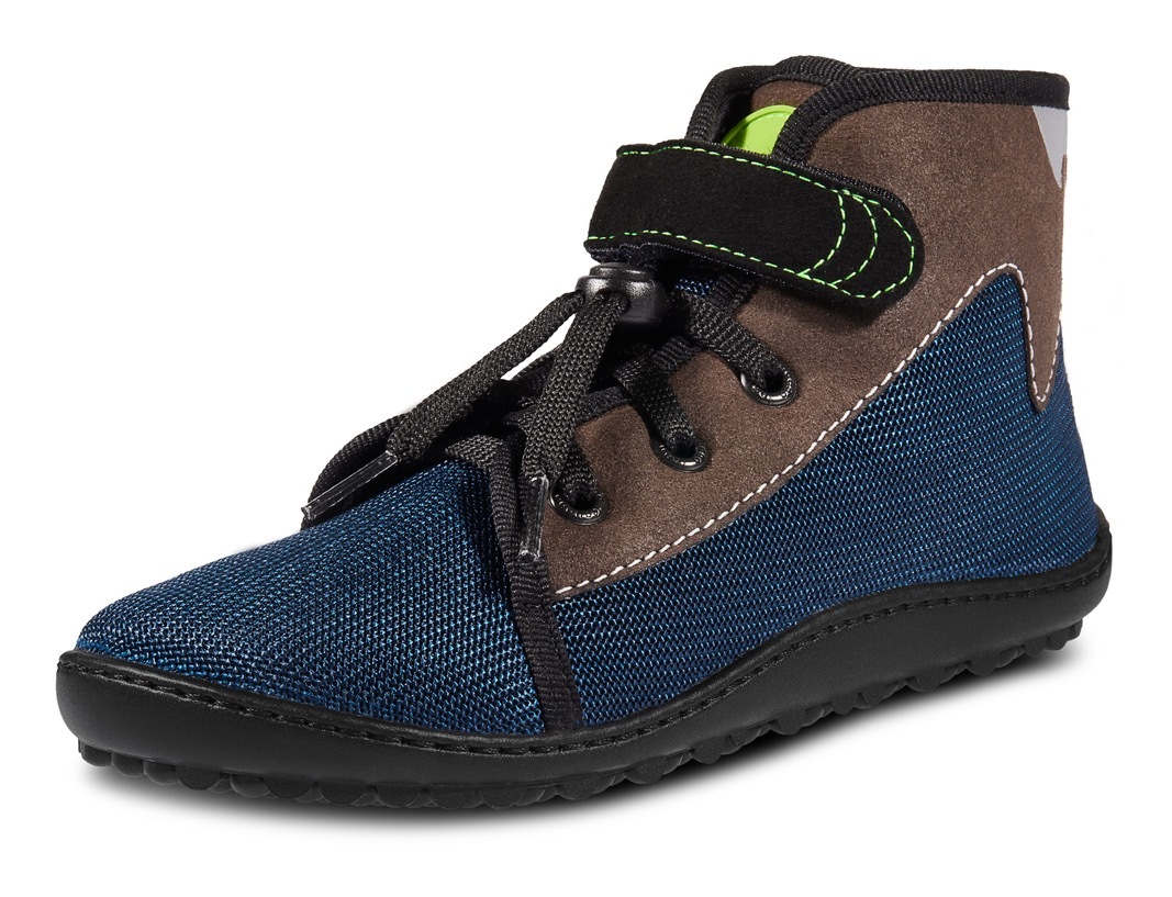 LEGUANO Jungen Barfußschuh "LEGUANITO SCIPPO", Gr. 29dunkelblau, grau, Textil, Schuhe, Schnürschuh, Klettschuh, Bequemschuh, für Maschinenwäsche