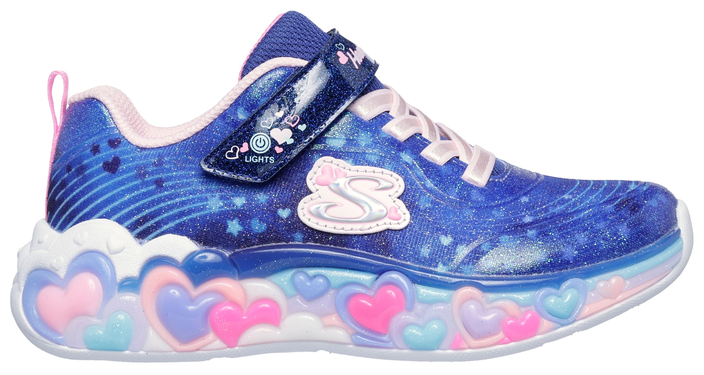 Skechers Sneaker »ETERNAL HEART LIGHTS«, Blink,-Klettschuh mit Herz-Applikation, Größenschablone zum Download