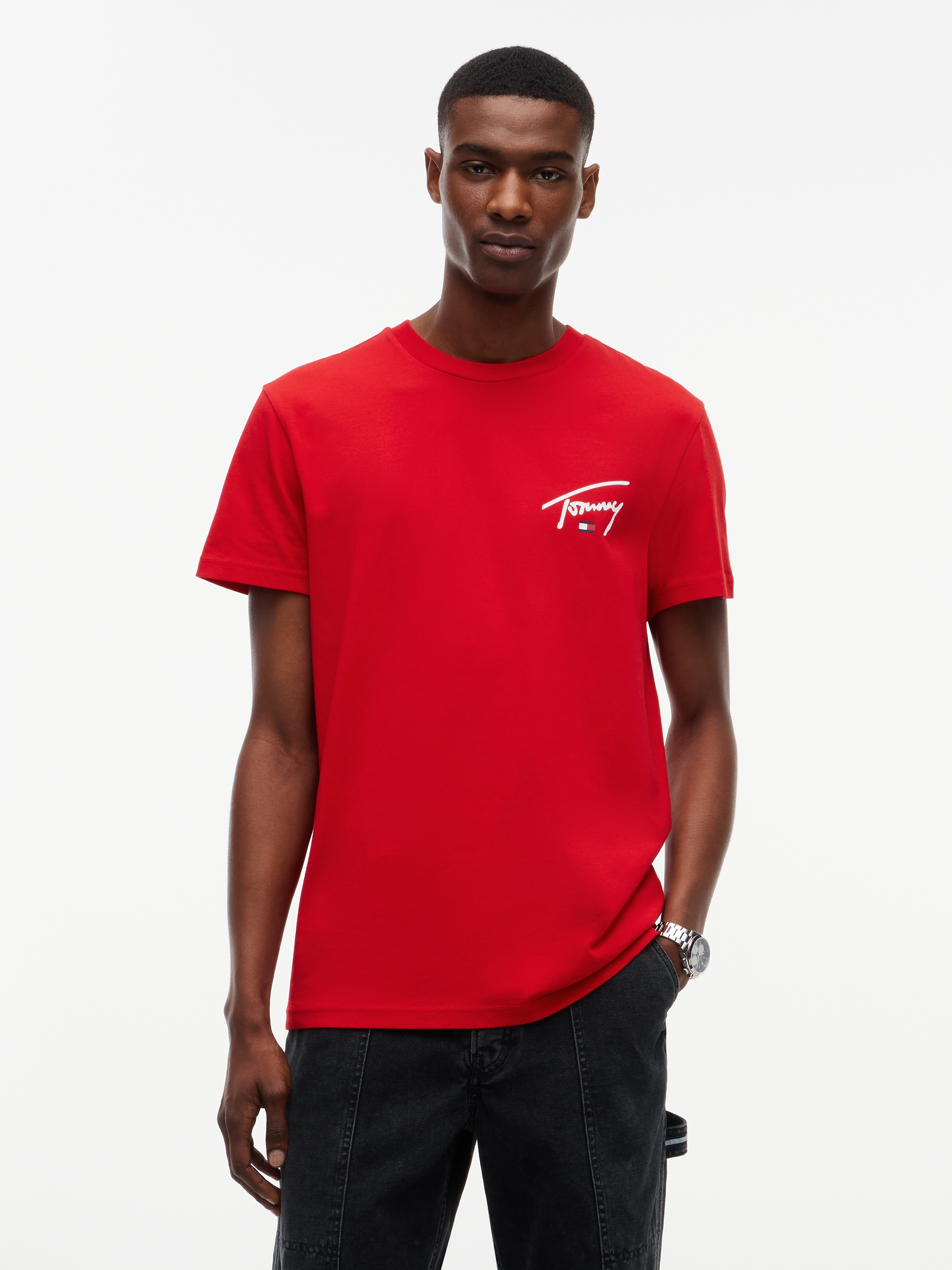 Tommy Jeans T-Shirt "SLIM SIGNATURE CHEST TEE" Slim fit mit Rundhalsausschnitt