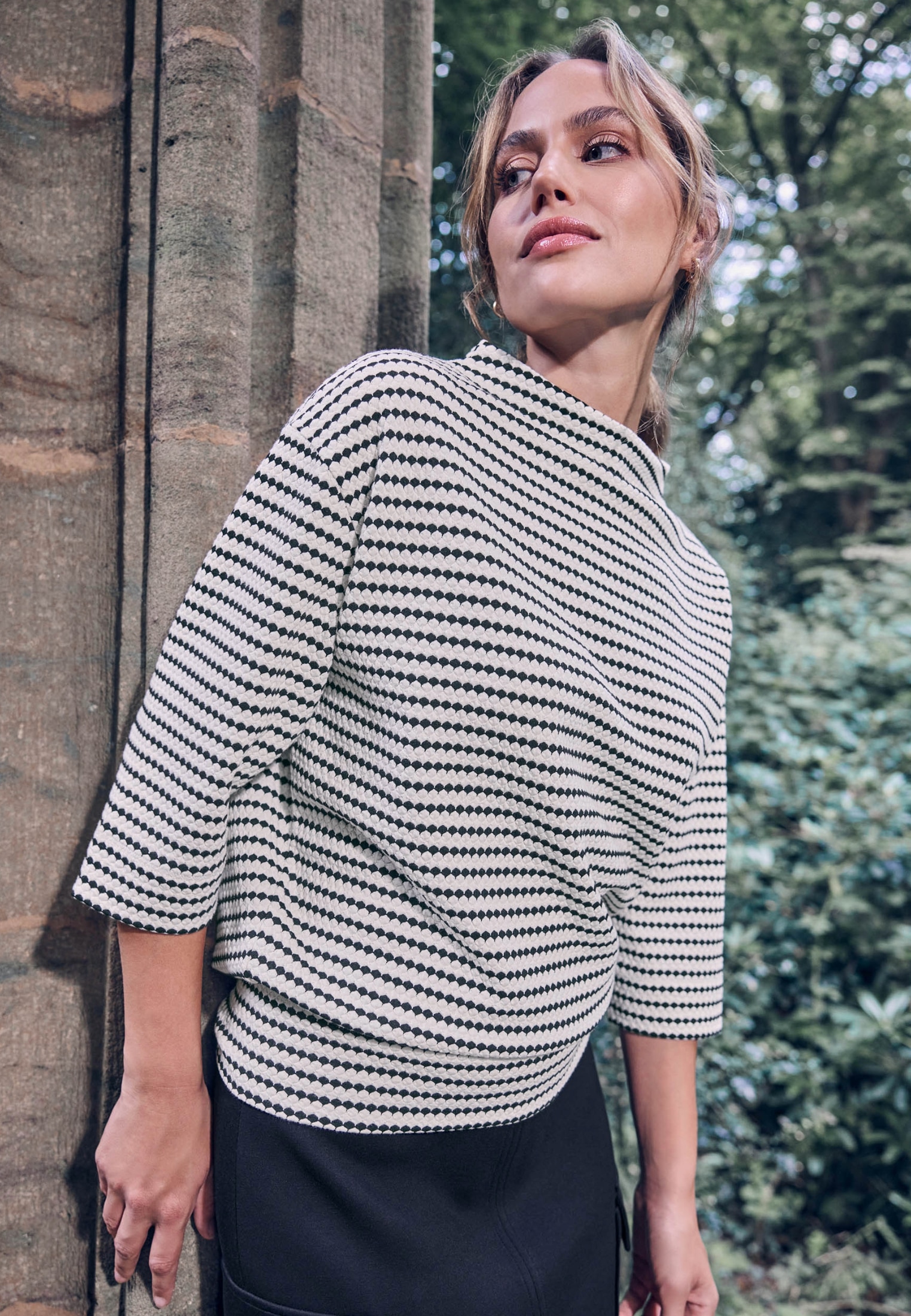 Zero Sweatshirt »zero Sweatshirt geringelt mit 3/4 Ärmel«, Plain/ohne Details
