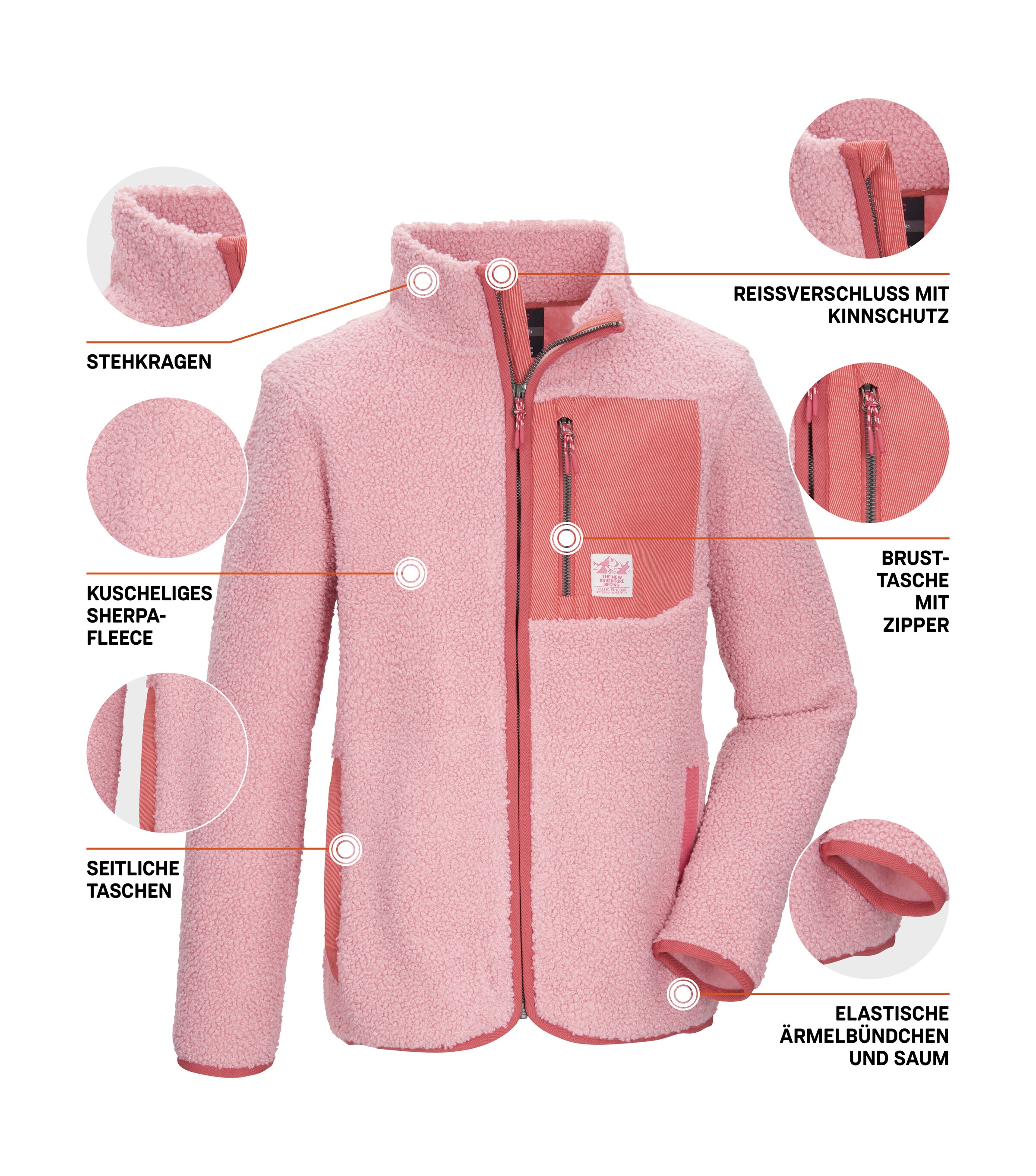 Killtec Fleecejacke »KOW 140 GRLS FLC JCKT« Weiche Sherpa-Fleecejacke mit Kinnschutz und Stauraum