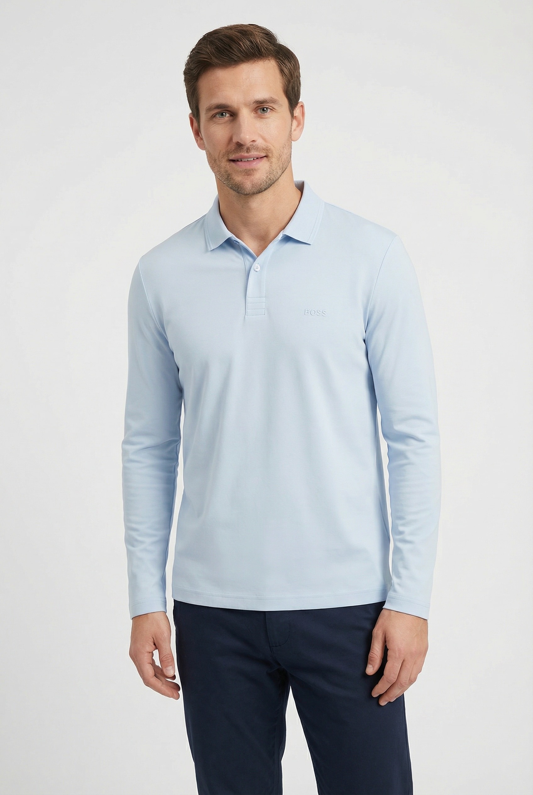 BOSS GREEN Langarm-Poloshirt "Pirol" Langarm, regular fit, Logo-Stickerei