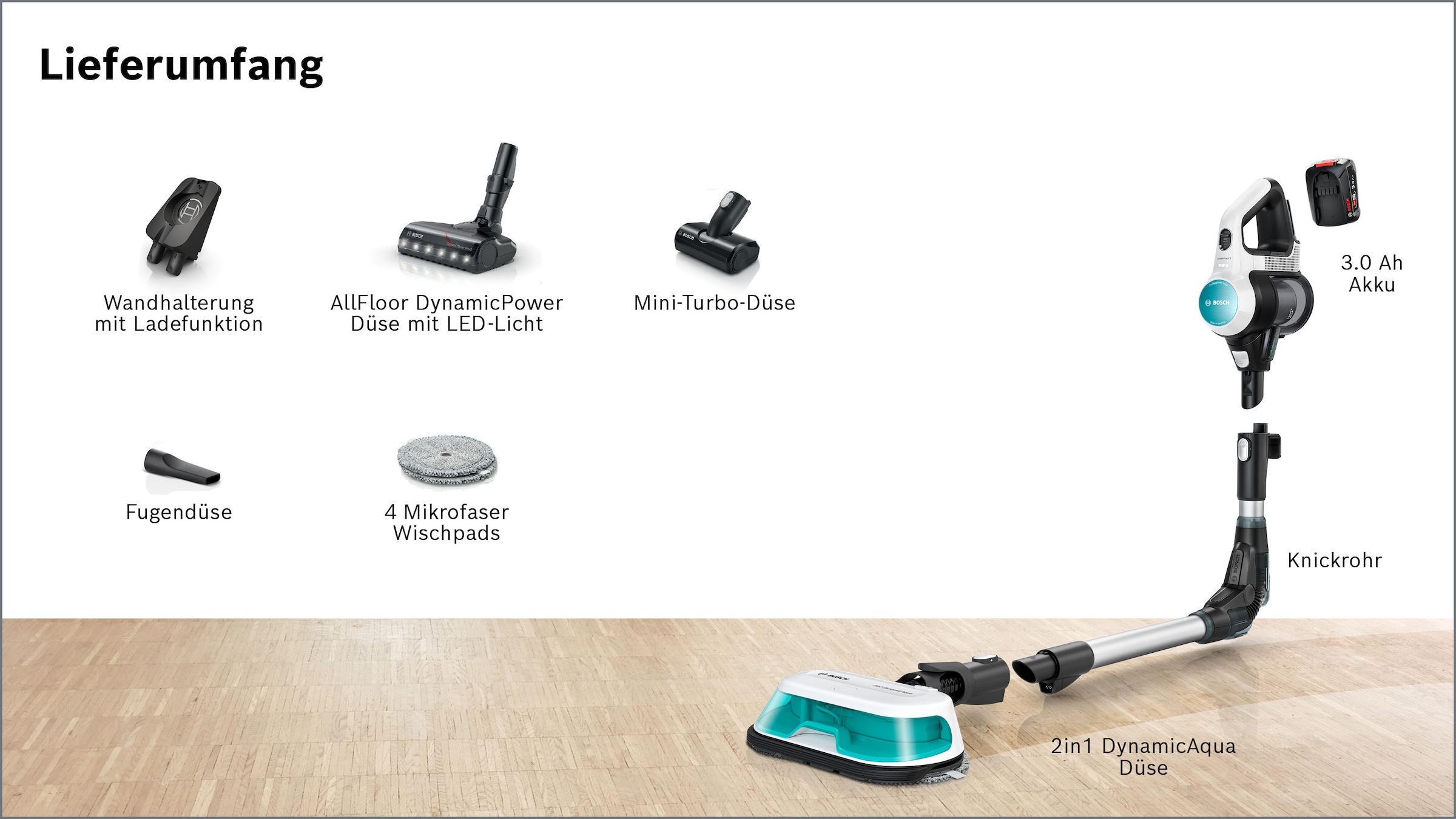 BOSCH Akku-Stielstaubsauger "Unlimited 7 ProHygienic Aqua BKS71HYG4, 2in1 S günstig online kaufen