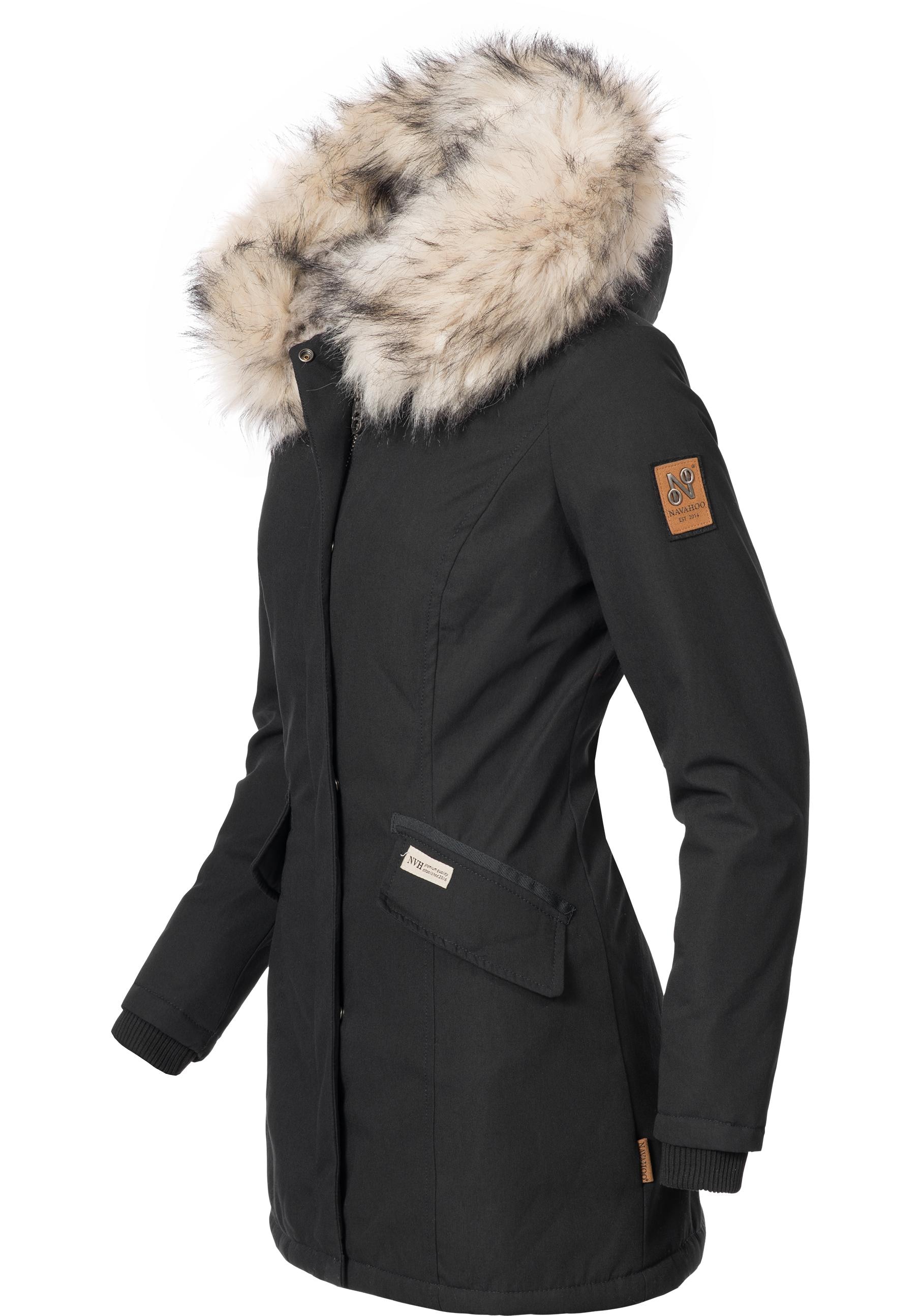 Navahoo Wintermantel »Cristal«, stylischer Damen Winterparka mit Kunstfell-Kapuze