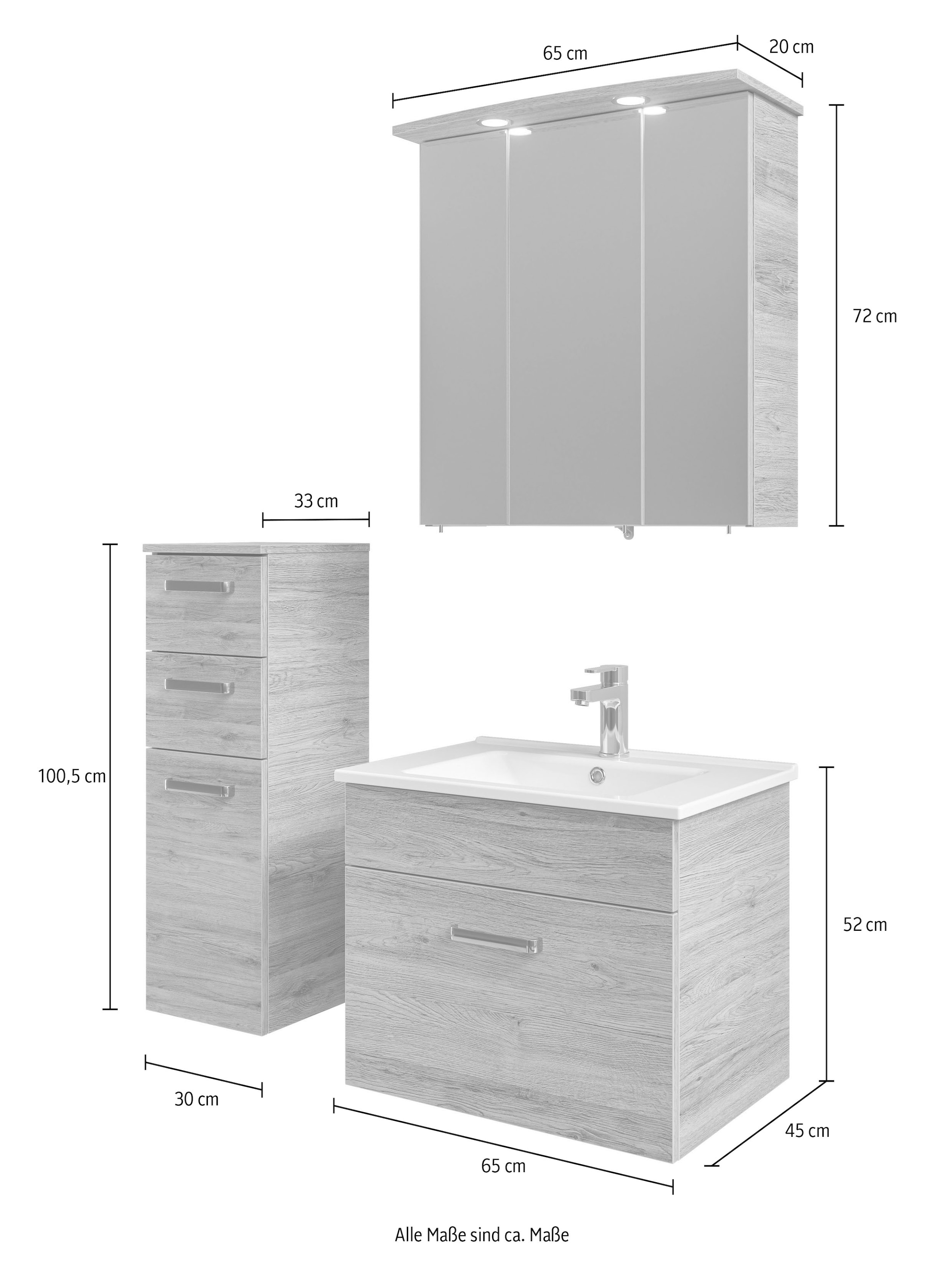 Saphir Badmöbel-Set »4-teilig,  mit Spiegelschrank« Set, 4 Stk. tlg.