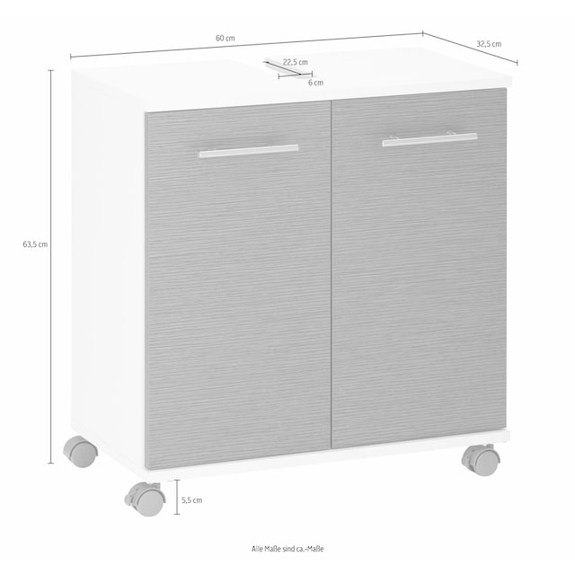 Schildmeyer Waschbeckenunterschrank »Palermo«, Breite 60 cm, Metallgriffe, verstellbarer  Einlegeboden, auf Rollen kaufen | BAUR