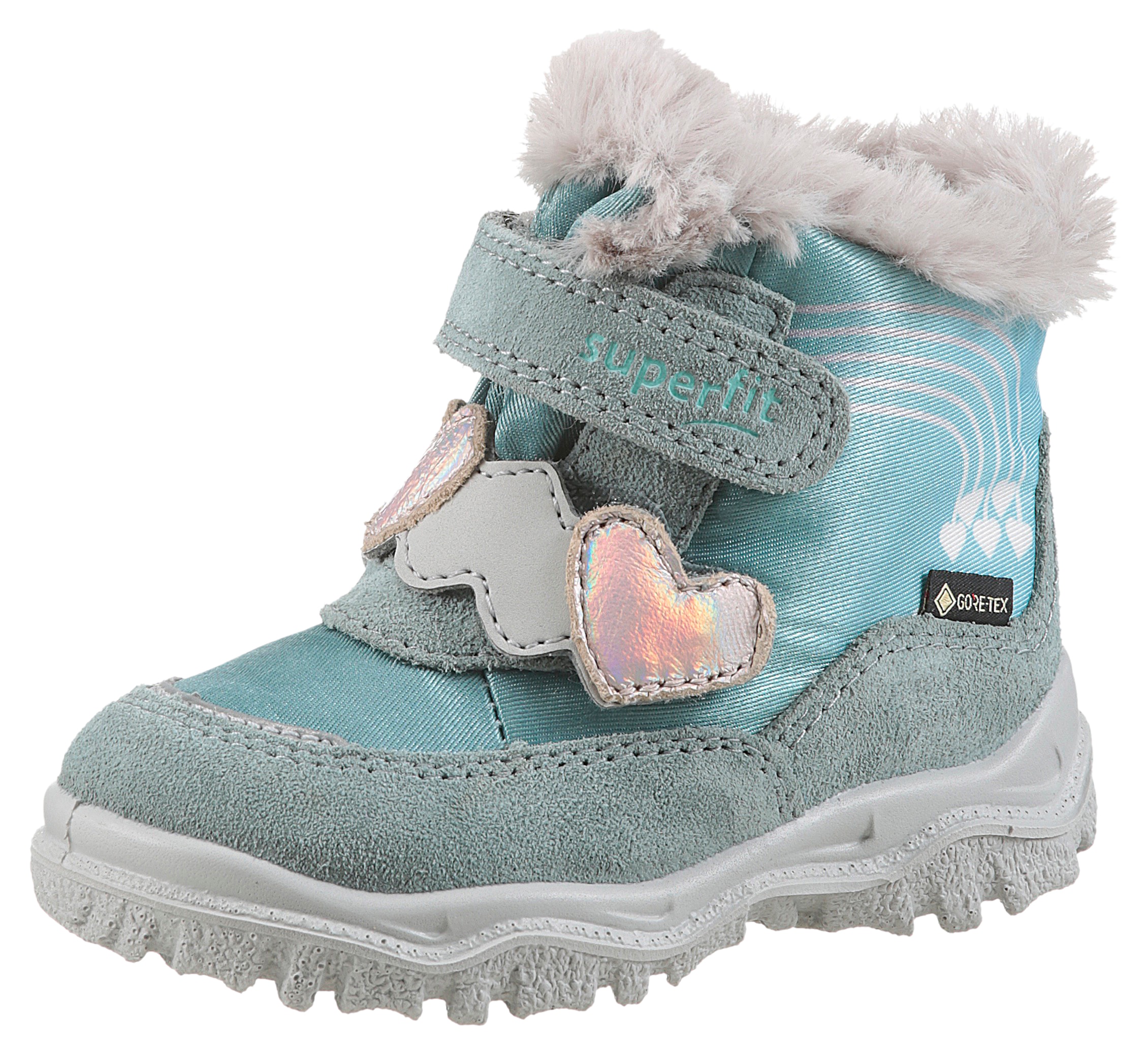SUPERFIT Mädchen Winterboots "HUSKY WMS: Weit", Gr. 26mintgrün, grau, Polyester, Veloursleder, Schuhe, Klettstiefel mit wasserdichtem GORE TEX,