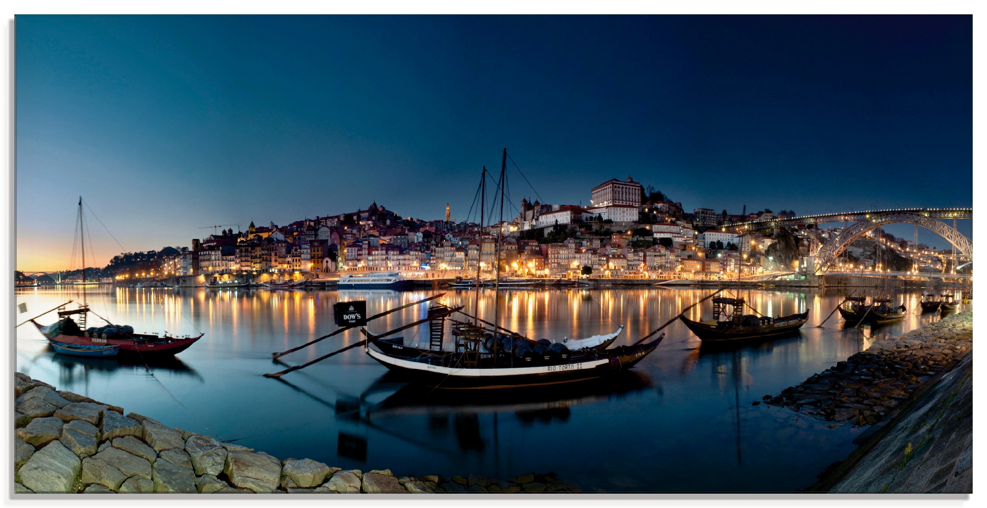 Artland Glasbild "Porto - Nachtpanorama", Europa, (1 St.), in verschiedenen Größen