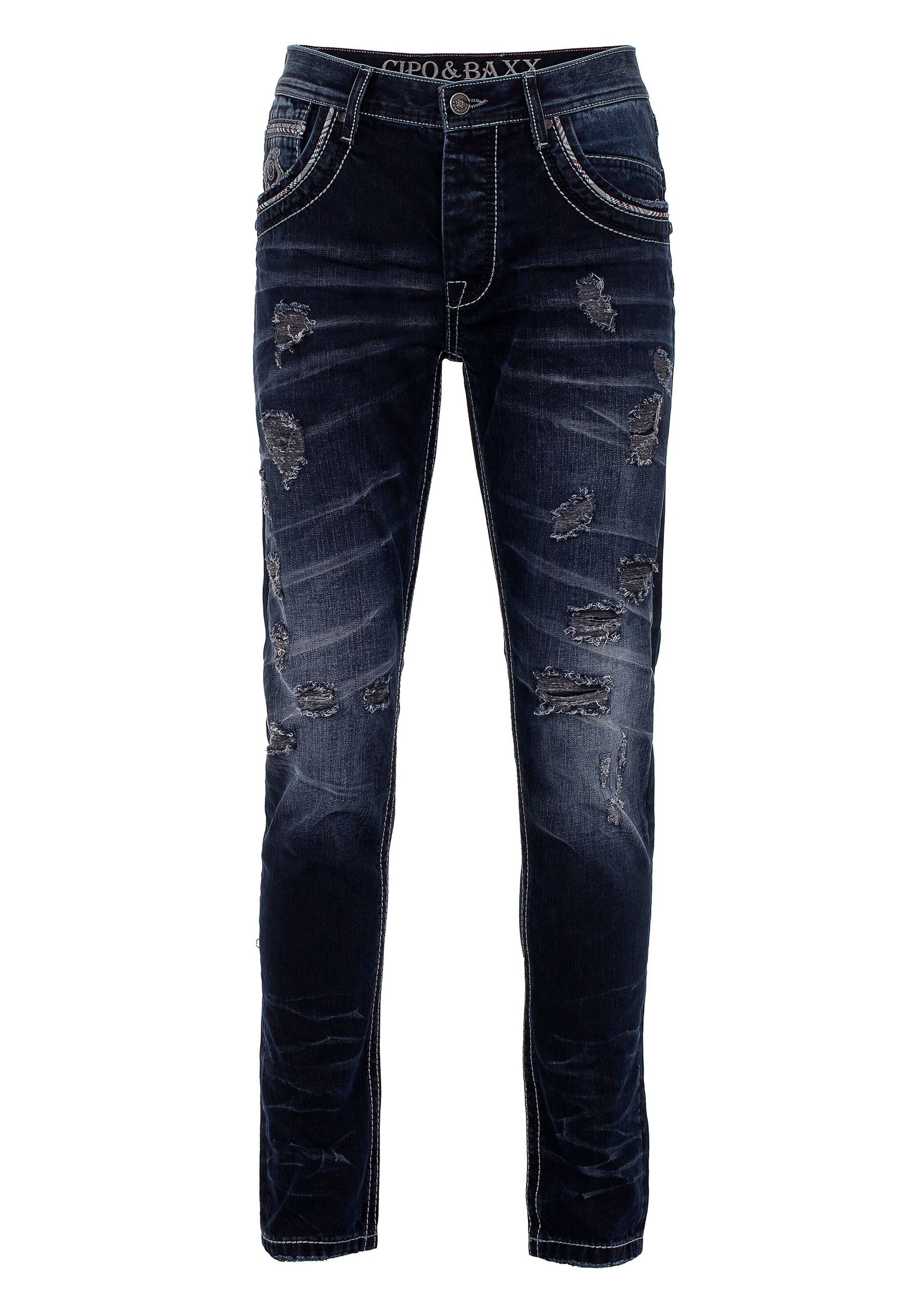 Cipo & Baxx Regular-fit-Jeans "Cipo & Baxx Jeans" mit lässigen Destroyed-Elementen, CD539