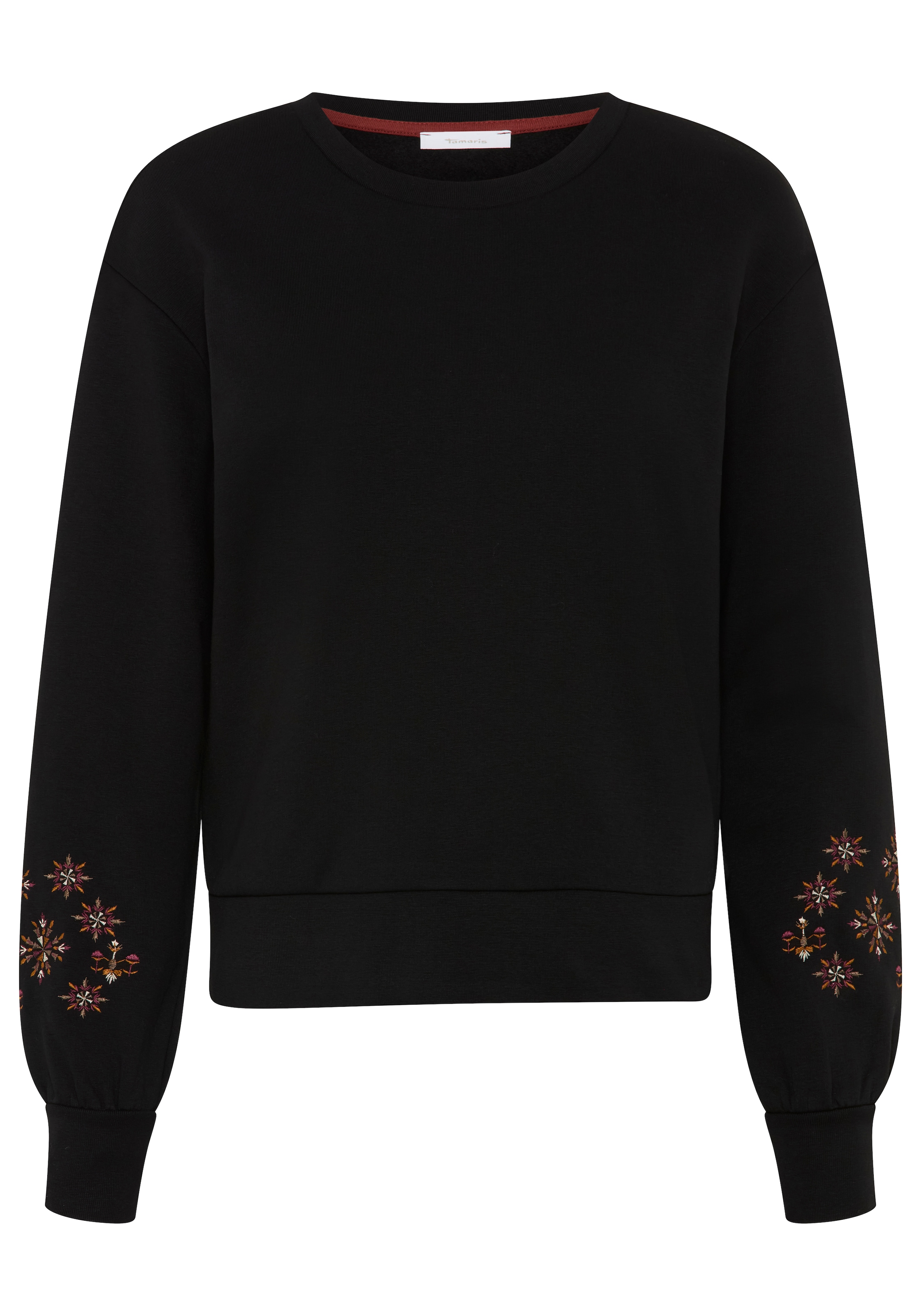 Tamaris Sweater »mit Blumen-Stickerei«, aus elastischer Baumwollqualität
