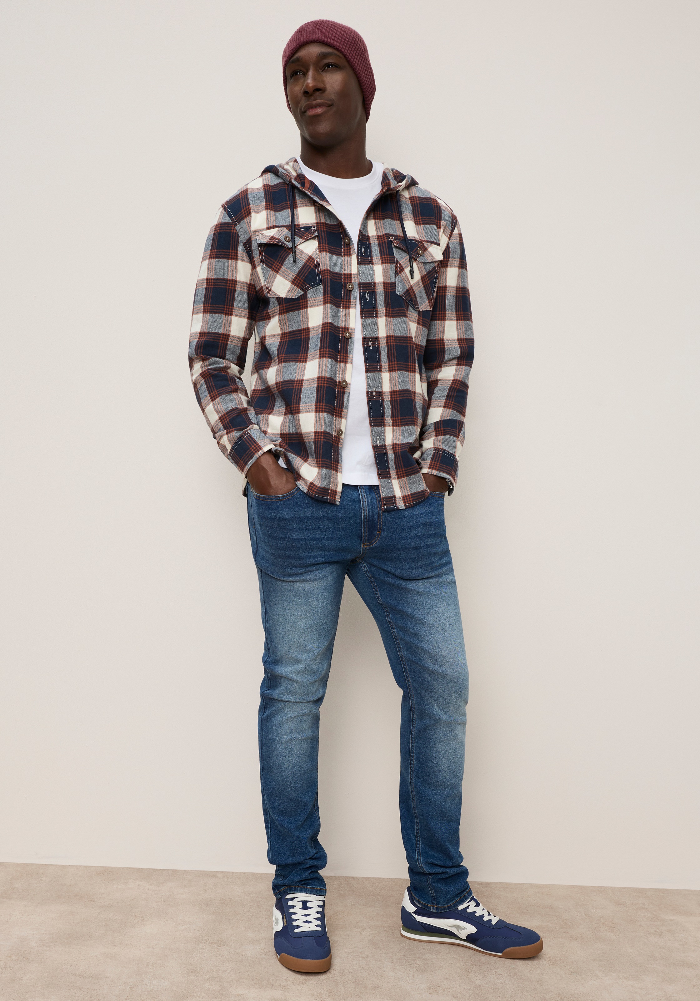 KangaROOS Kapuzenhemd mit bequemer Passform, aus Flanell
