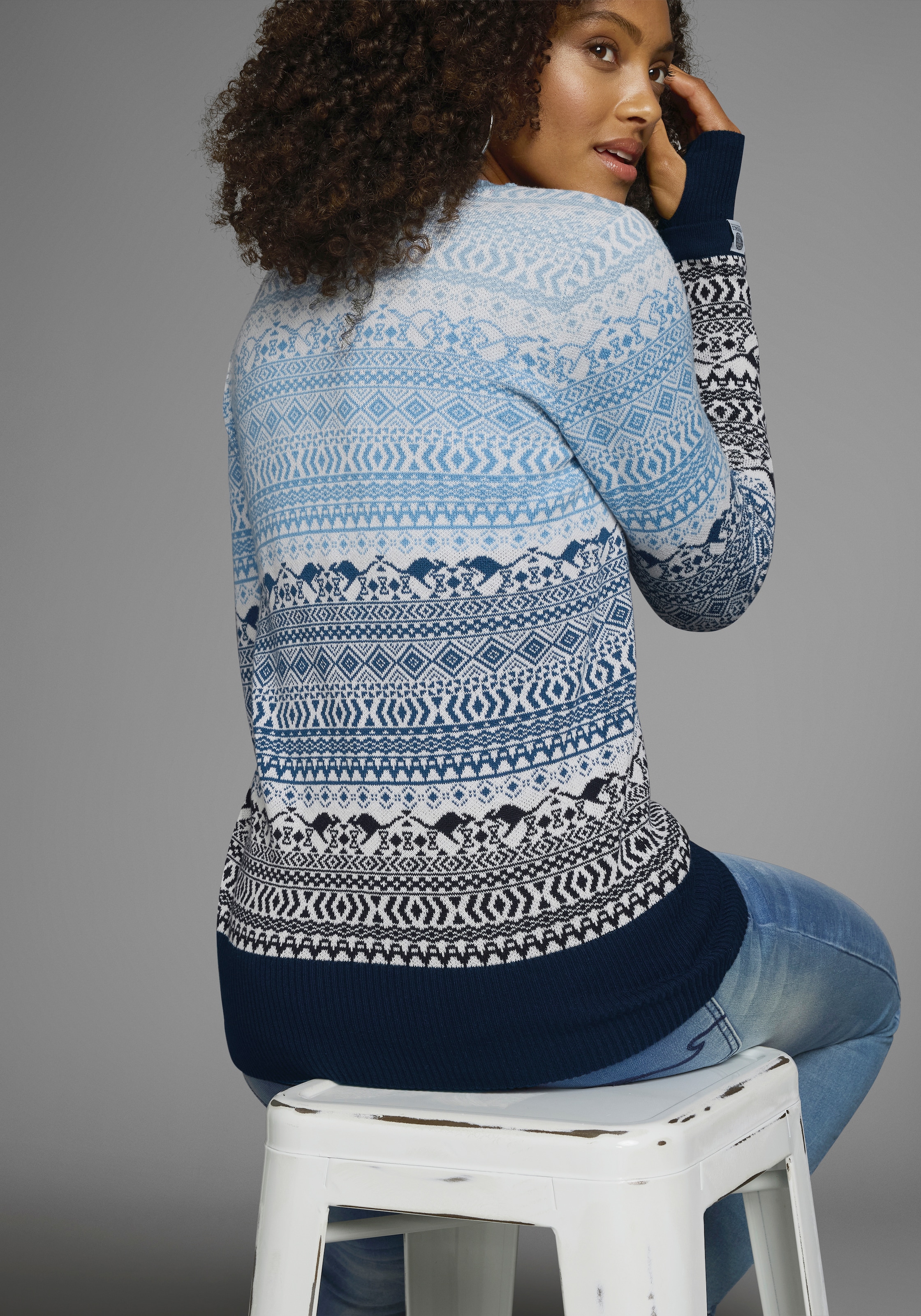 KangaROOS Jacquardpullover, im Norweger-Muster mit kleinen Kängurus