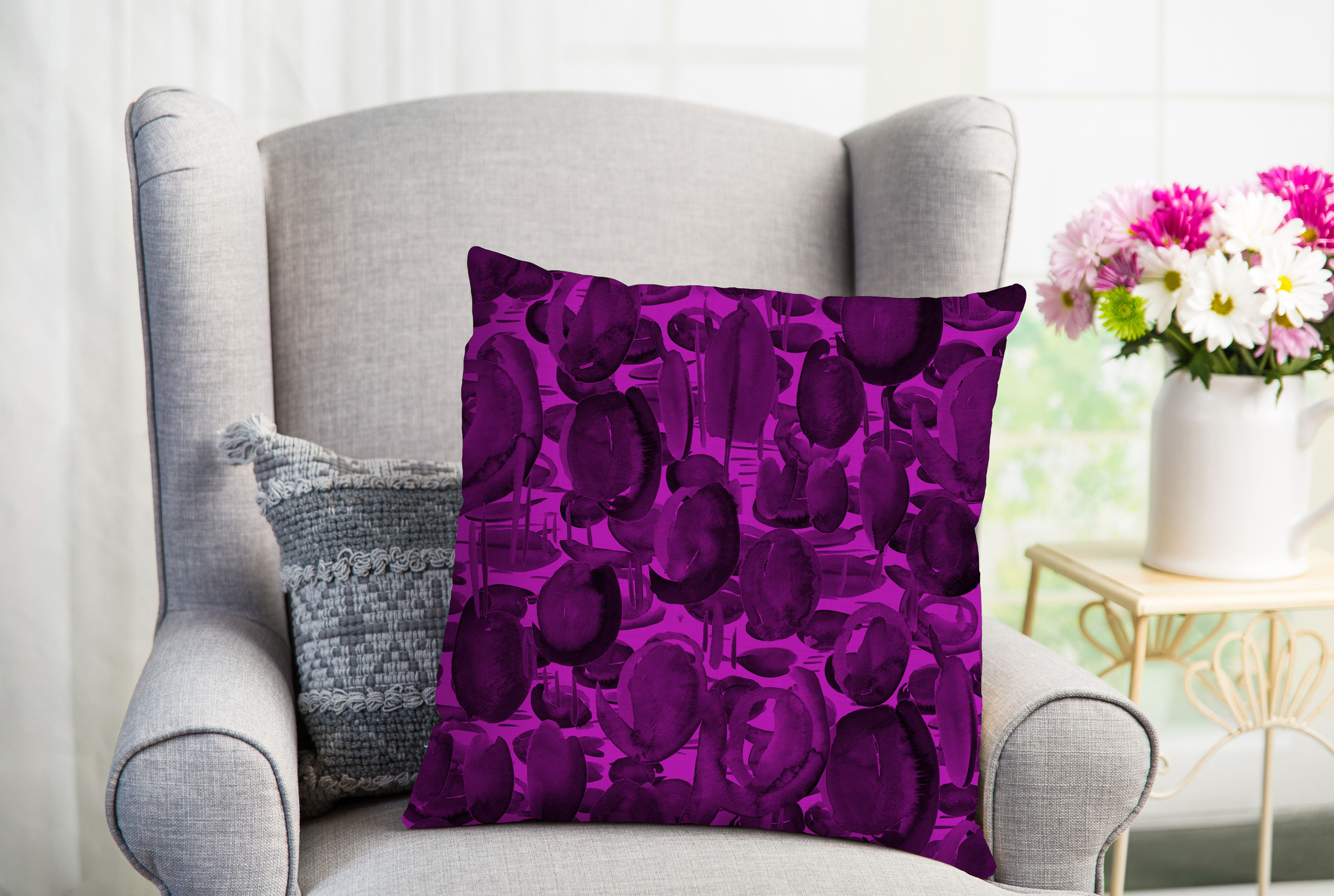 queence Dekokissen "Farley" Kissenhülle,Lila Muster,Pink,Violett,Abstrakt,Geometrisch,Farbenfroh