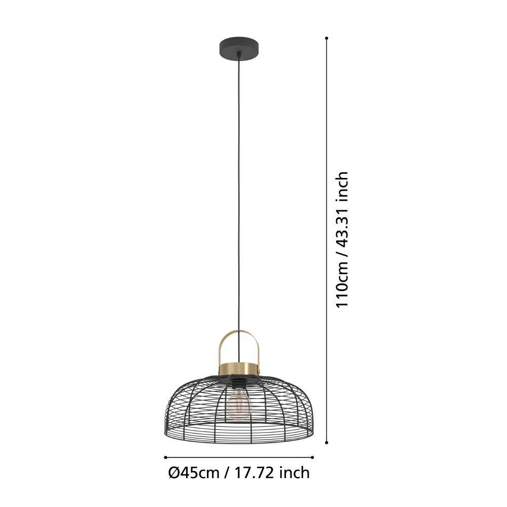 EGLO Hängeleuchte »ROUNDHAM« E27 1 Stk. Hängeleuchte, schwarz, messing-gebürstet,  1X40W exkl.