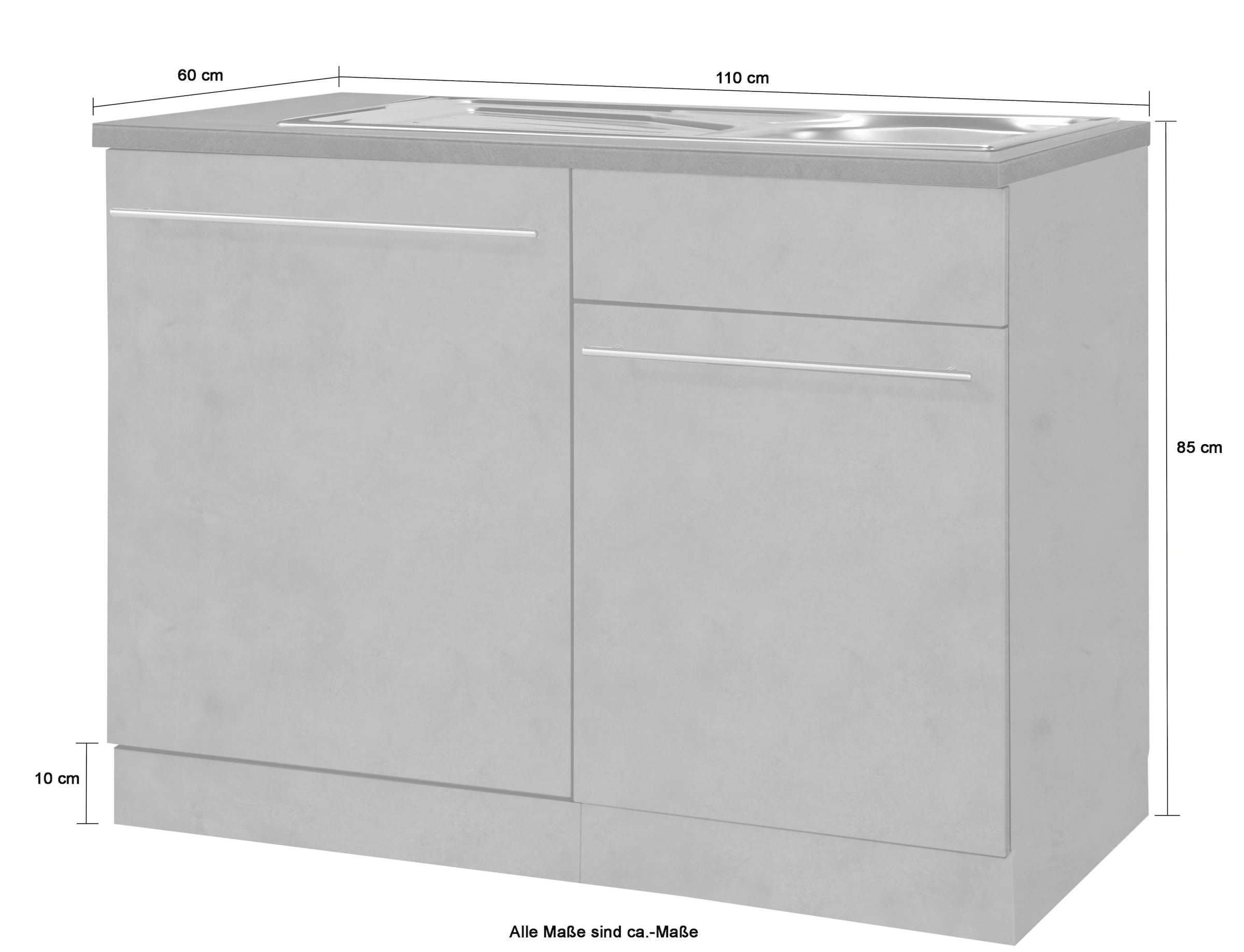 wiho Küchen Spülenschrank »Chicago«, 110 cm breit, inkl. Tür/Sockel für  Geschirrspüler bestellen | BAUR