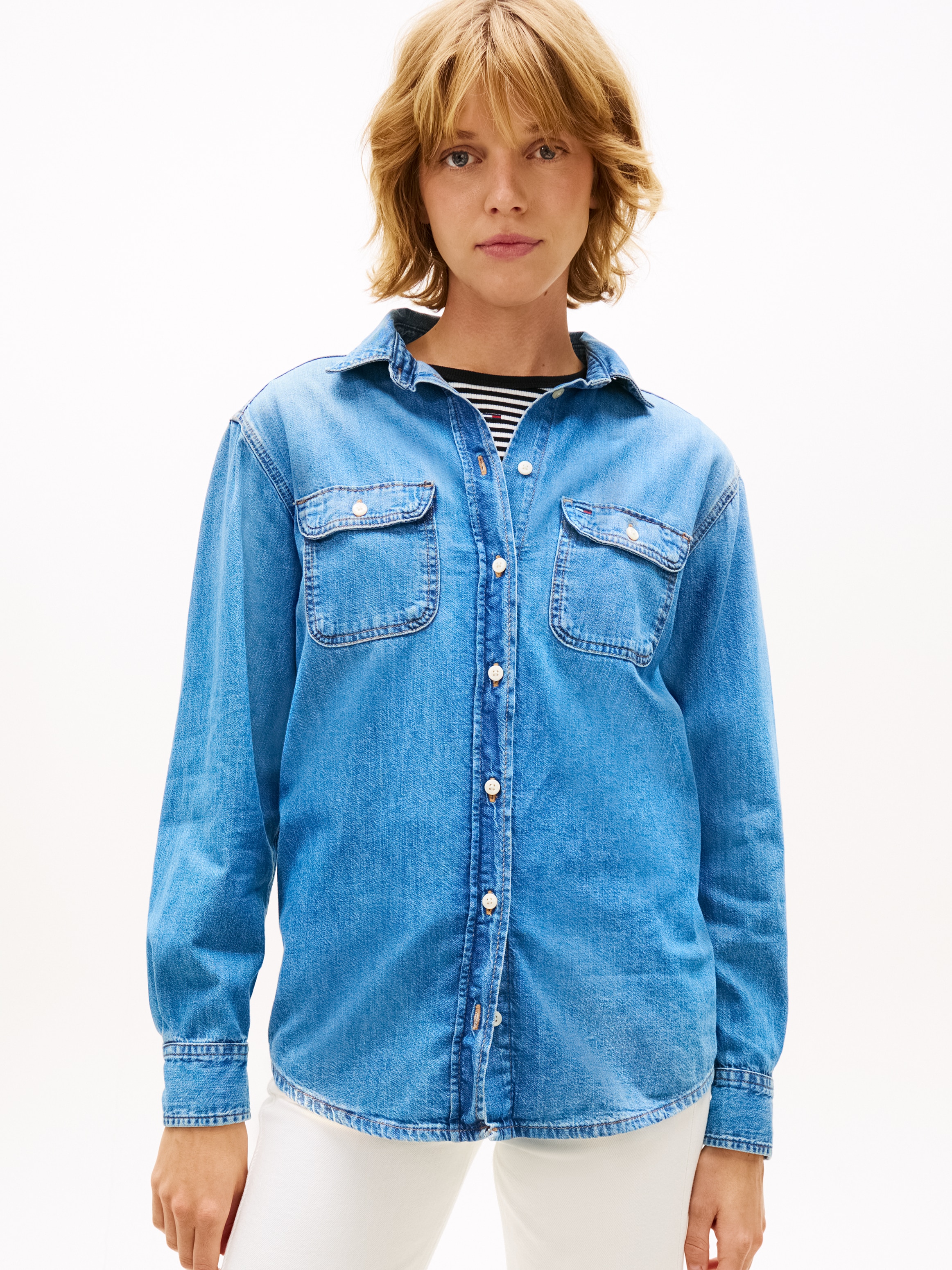 Tommy Jeans Langarmshirt "RELAXED DENIM SHIRT EXT BJ8037" mit dem klassisch günstig online kaufen
