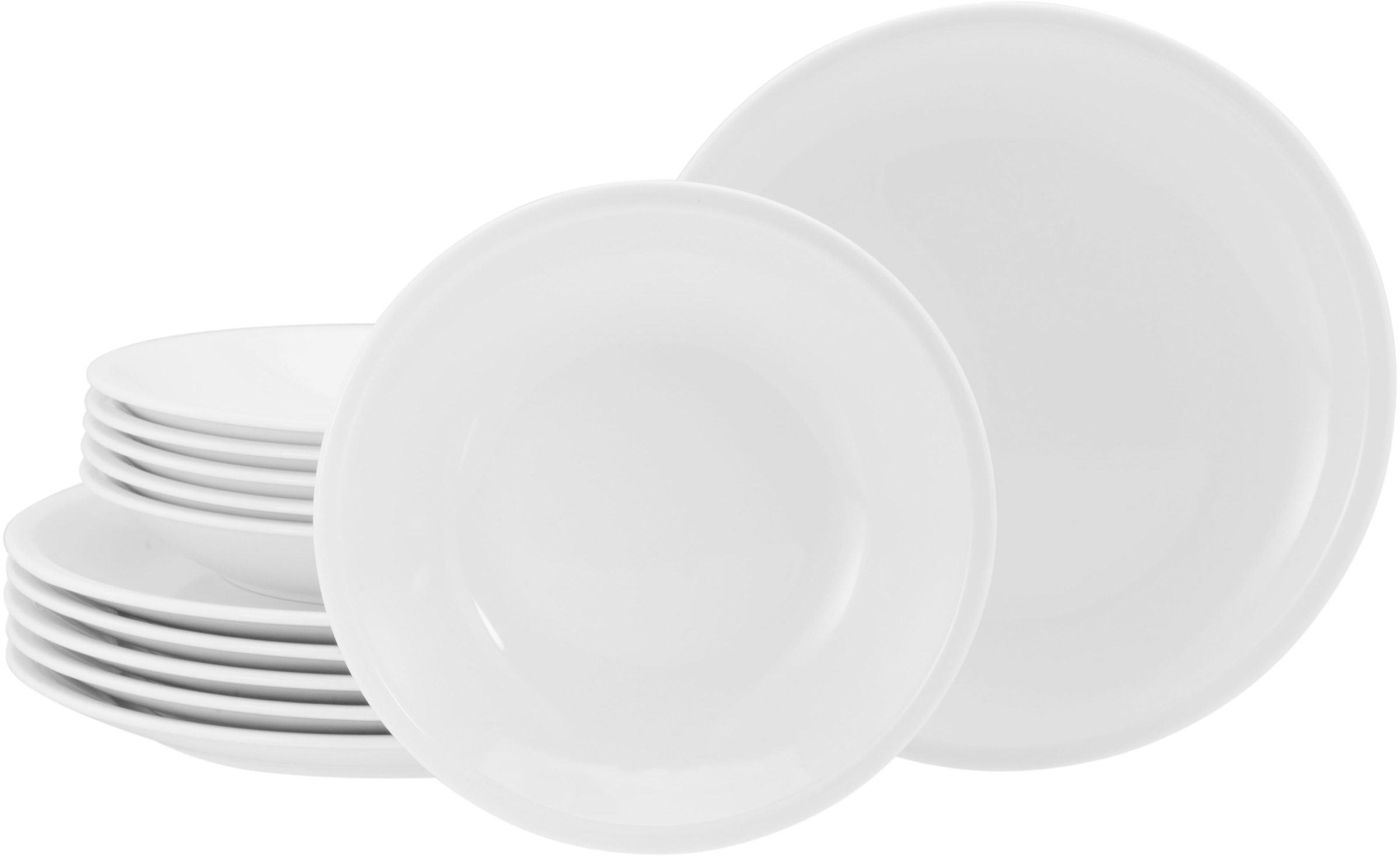 CREATABLE Tafelservice "Milano Weiss, Service 12-tlg.", 12weiß, Geschirr-Sets, Daily Use, Minimalistischer Stil