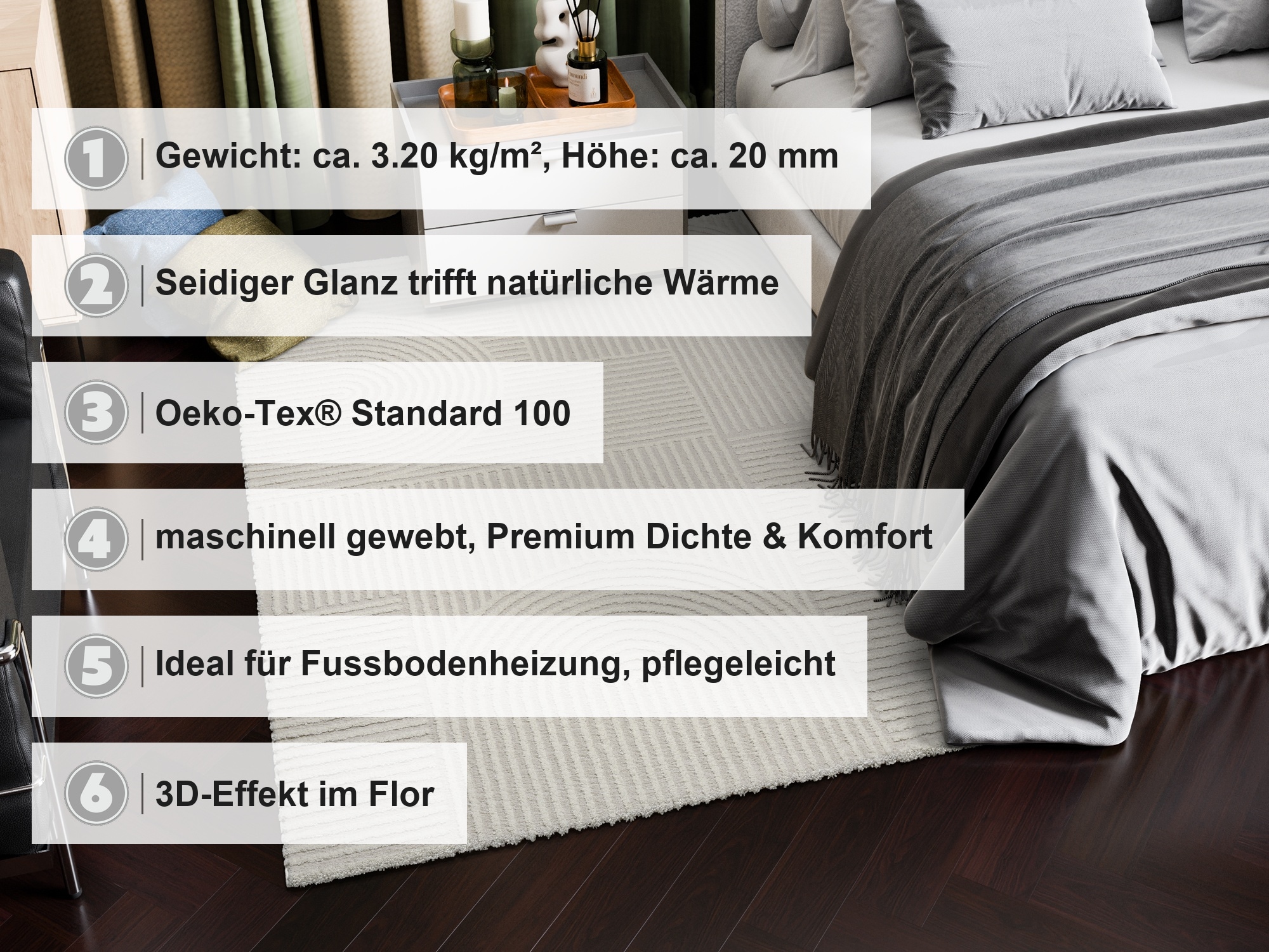 OCI DIE TEPPICHMARKE Teppich »LIV ATMOS , auch als Läufer und in Rund« rund 20 mm Höhe Design Teppich, auch in  quadratischer Form , alle Räume