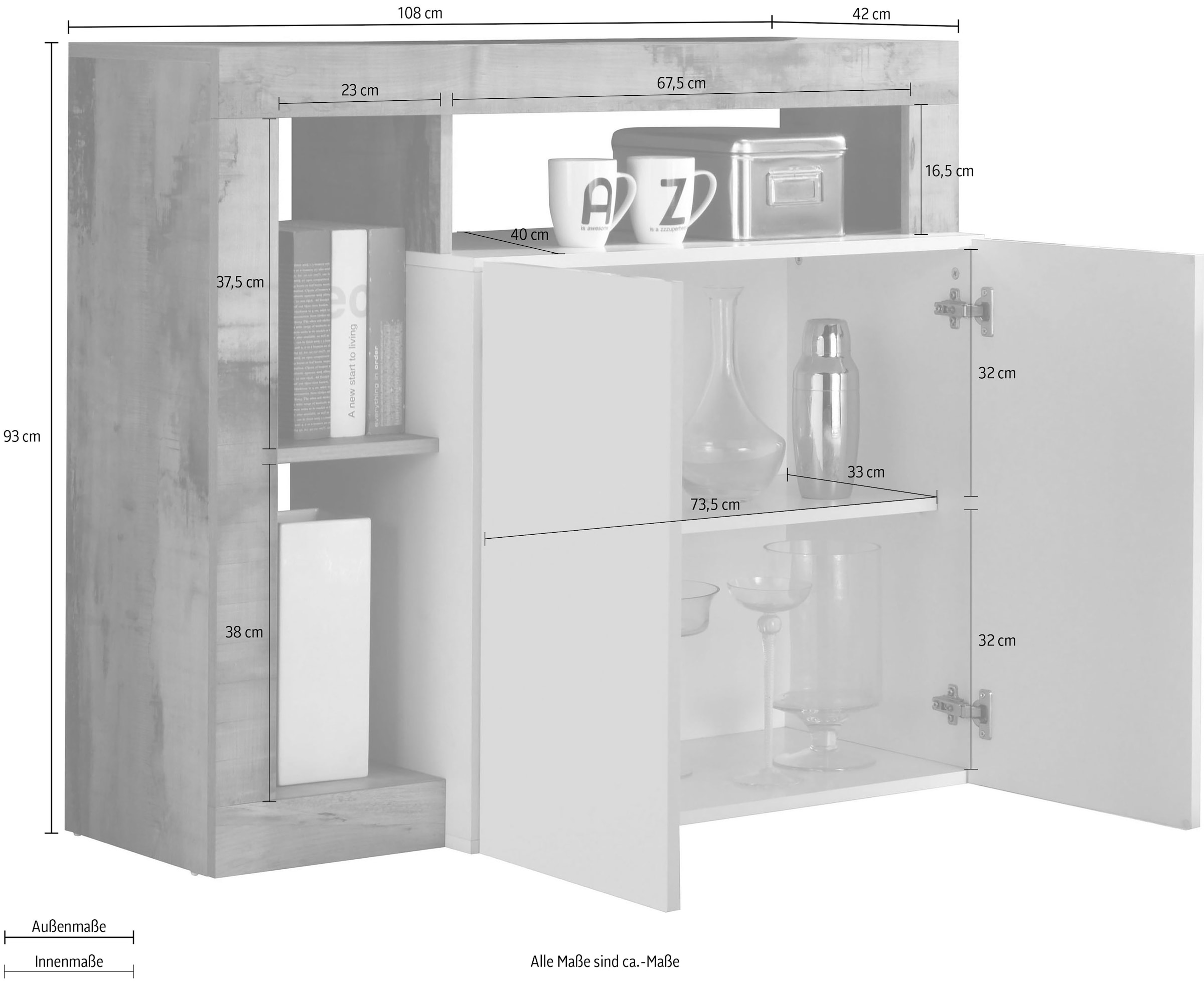 INOSIGN Sideboard »Hamburg«, Breite 108 cm