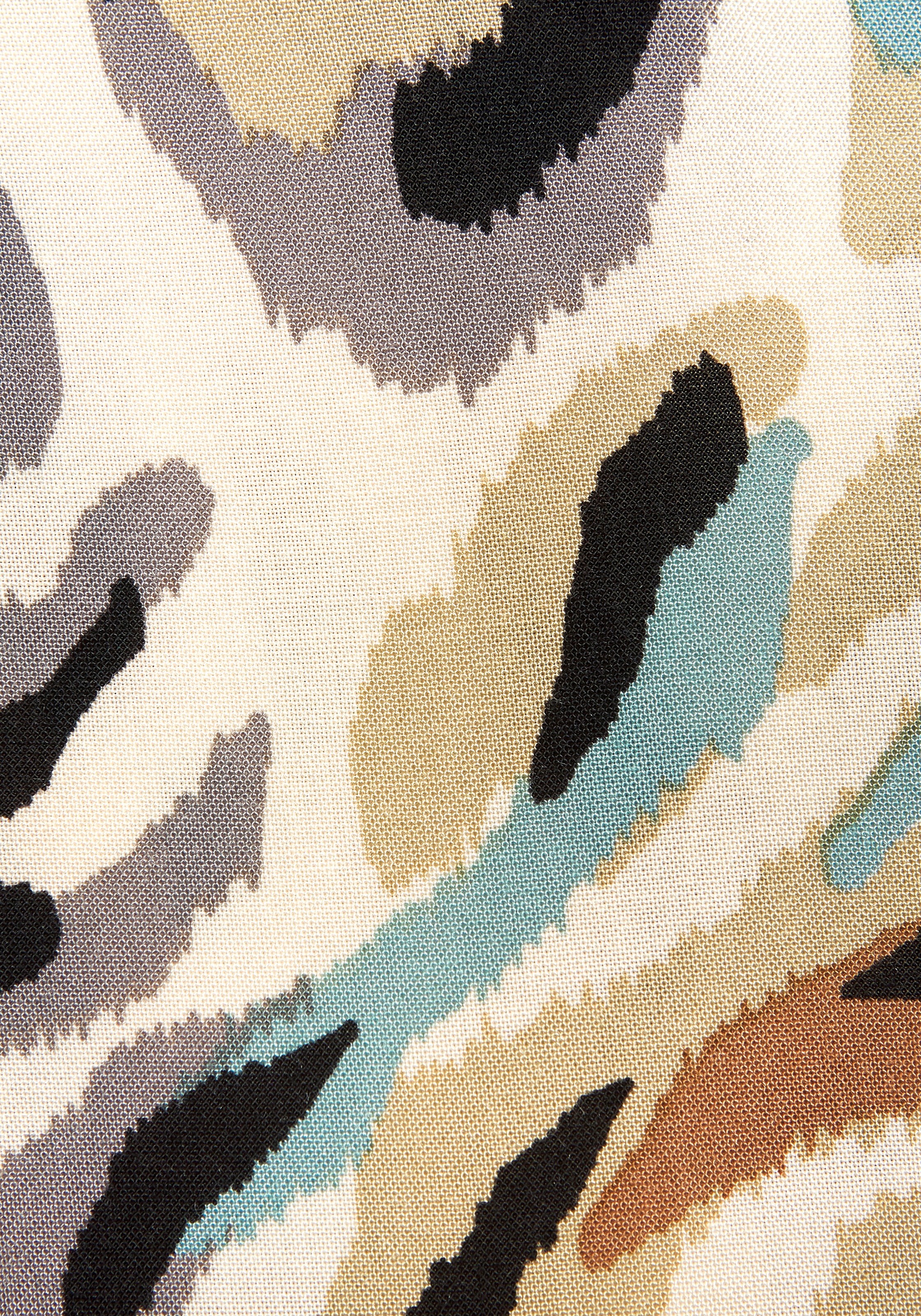 Blusentop LASCANA, Damen, Gr. 36, grün (sand, blau, khaki bedruckt), Web, Obermaterial: 100% Viskose, bedruckt, figurumspielend hüftlang, tiefer V-Ausschnitt, Blusen Blusentop, mit Alloverprint und V-Ausschnitt, Blusenshirt, casual 3