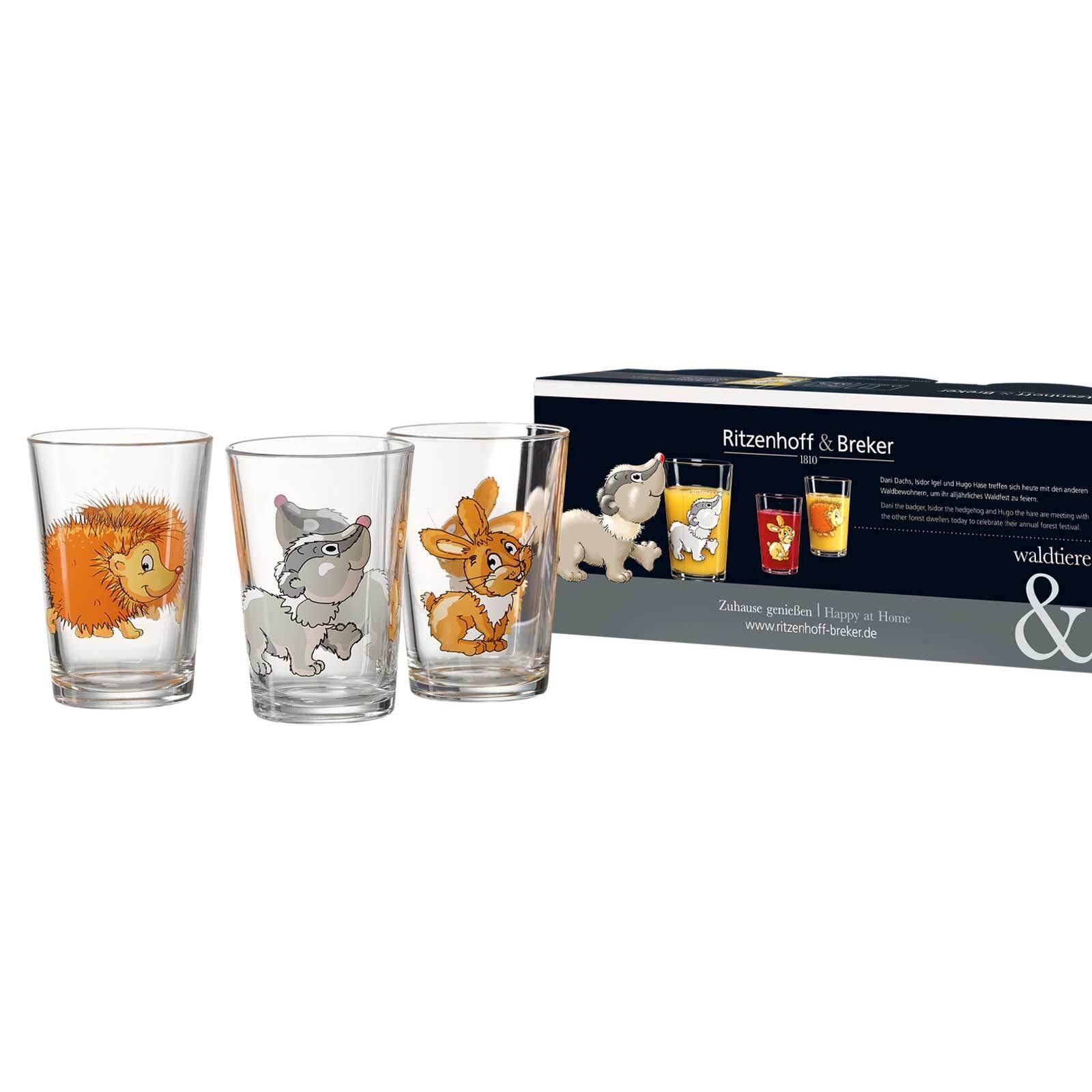 Ritzenhoff & Breker Kinderbecher »Kindergläser Waldtiere 205 ml 3er Set bunt«