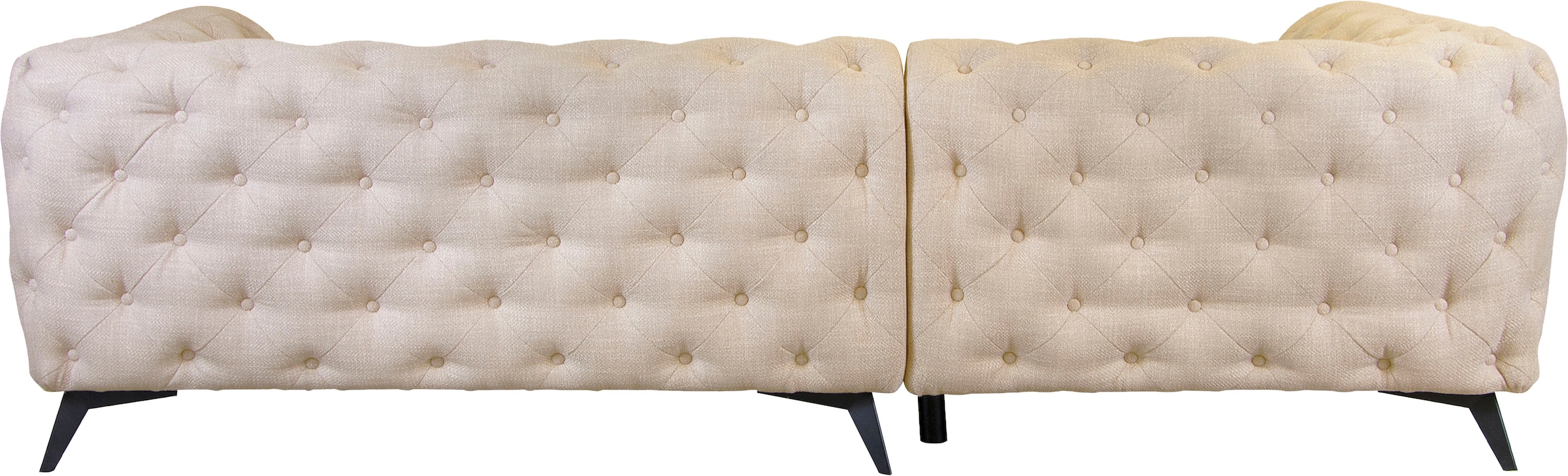 Leonique Chesterfield-Sofa »Ecksofa GLYNIS L-Form mit Wellenunterfederung, Maße B/T/H 264/204/75cm«, aufwändige Knopfheftung, moderne Chesterfield Optik, Fußfarbe wählbar