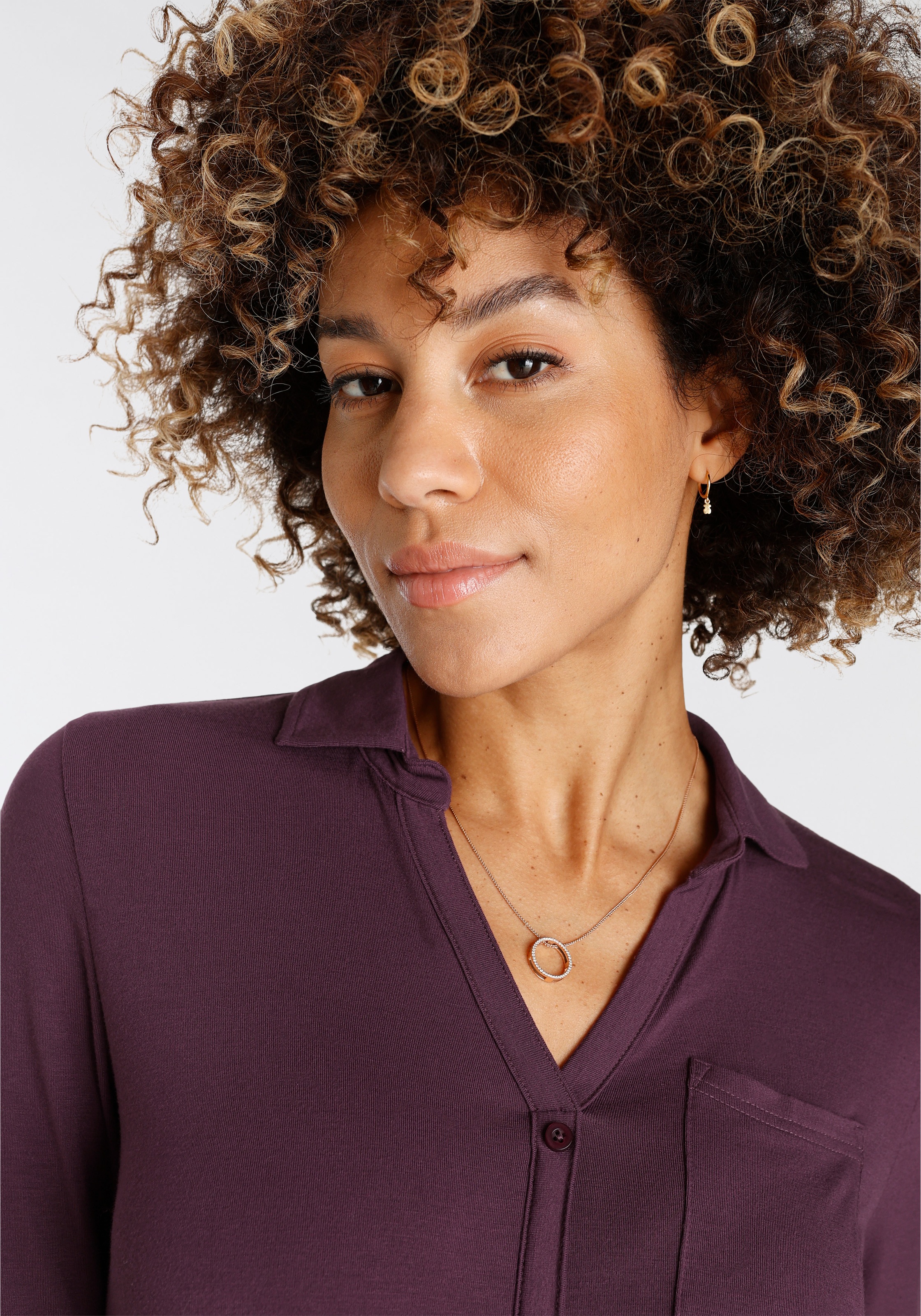 Chemise à manches longues femme violet taille 48 3