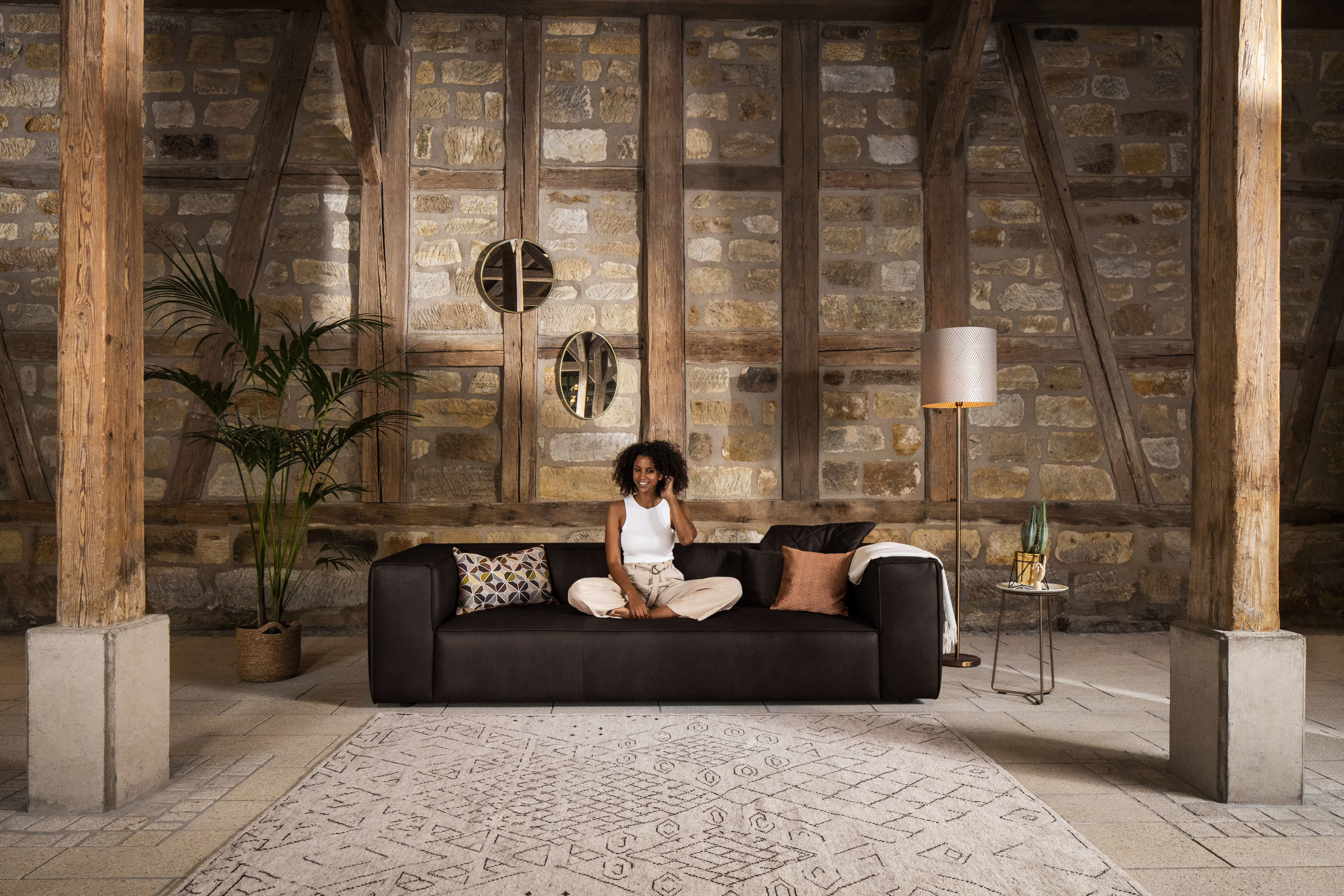 W.SCHILLIG 3-Sitzer "around-the-block Mega Sofa mit tollem Sitzkomfort, Breite 260cm" mit eleganter Biese, mit Federkern