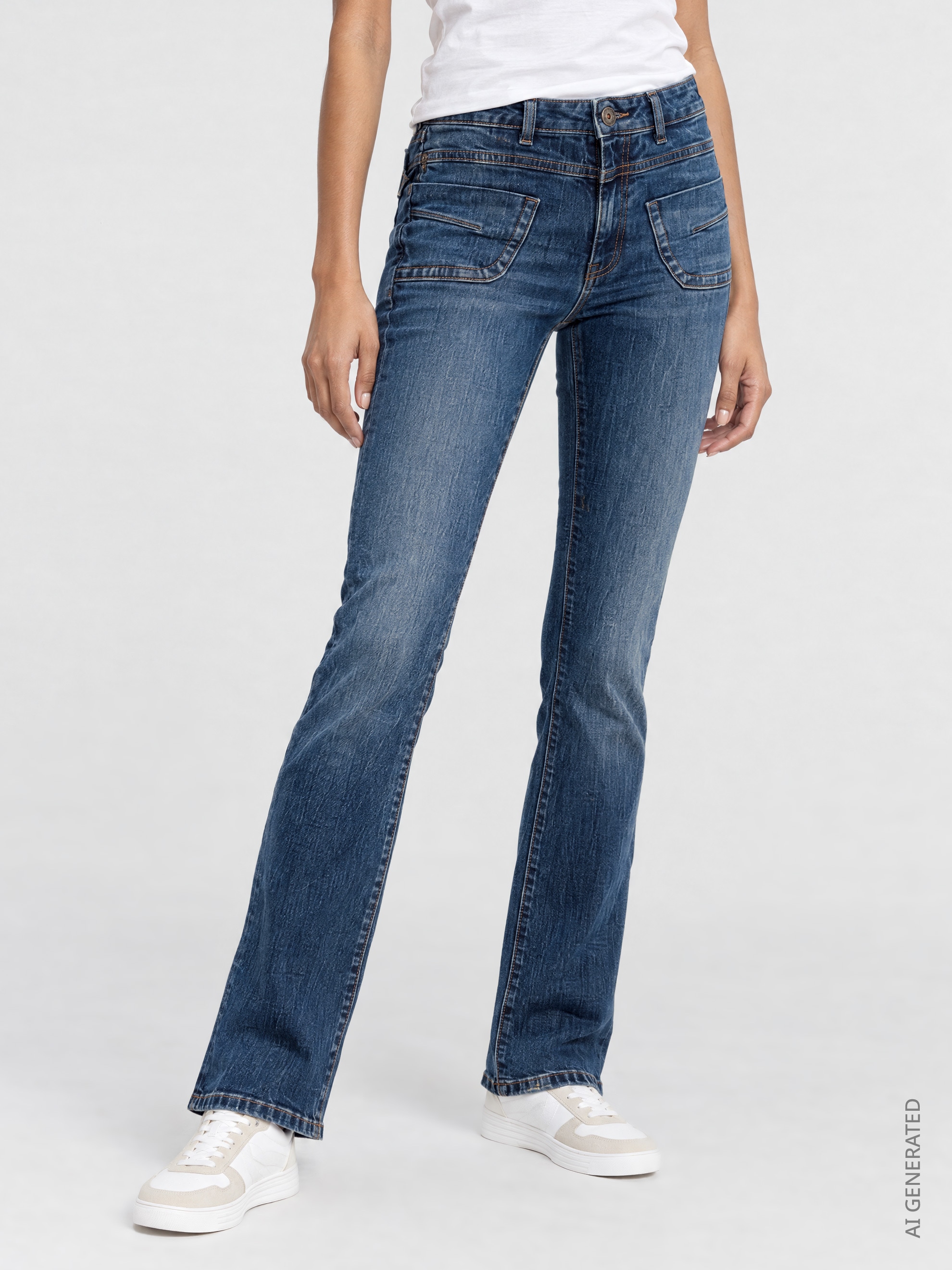 SOCCX Slim-fit-Jeans mit hoher Leibhöhe
