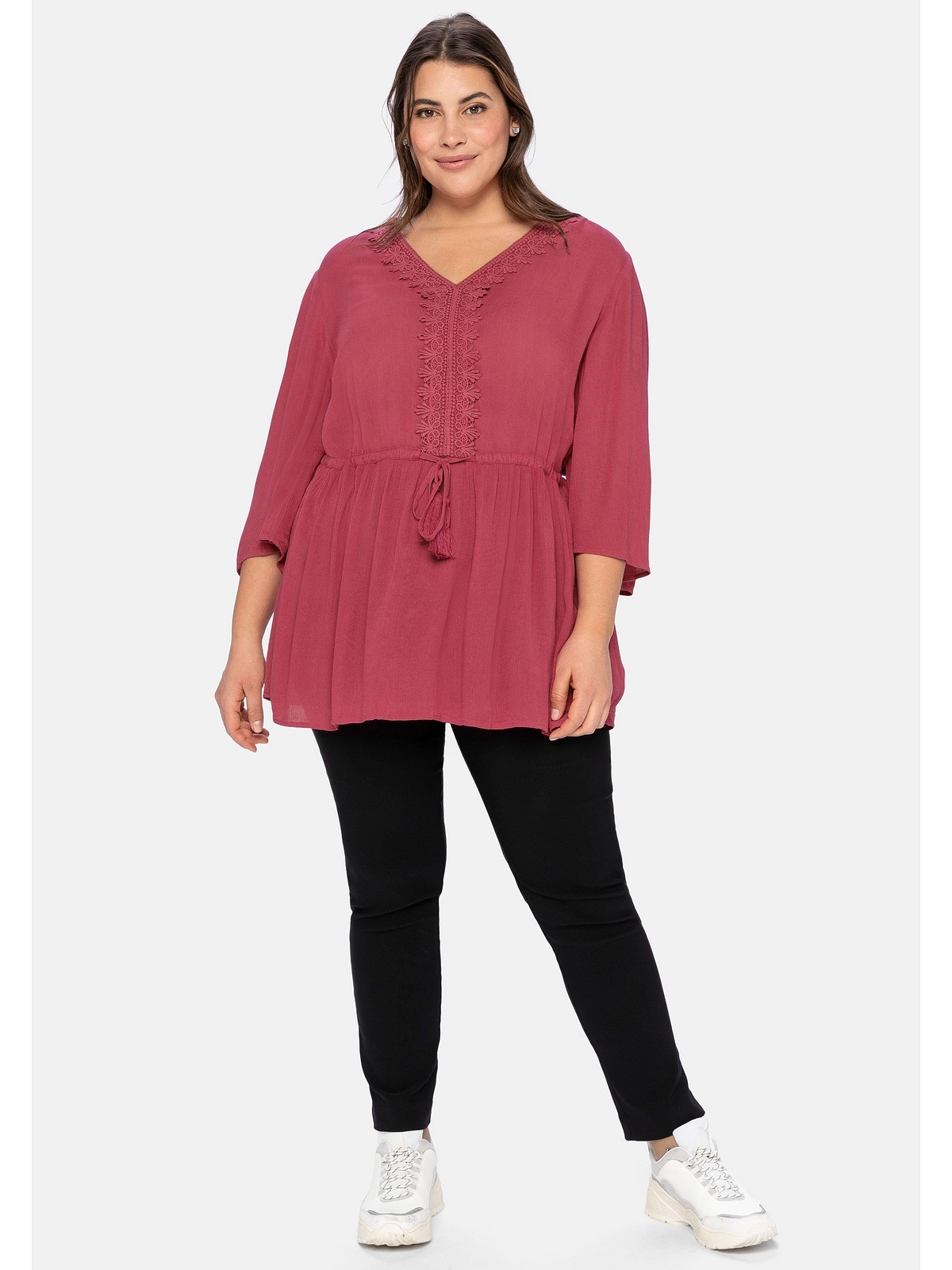 Sheego Longtunika »Große Größen« mit Häkelspitze und Bindeband