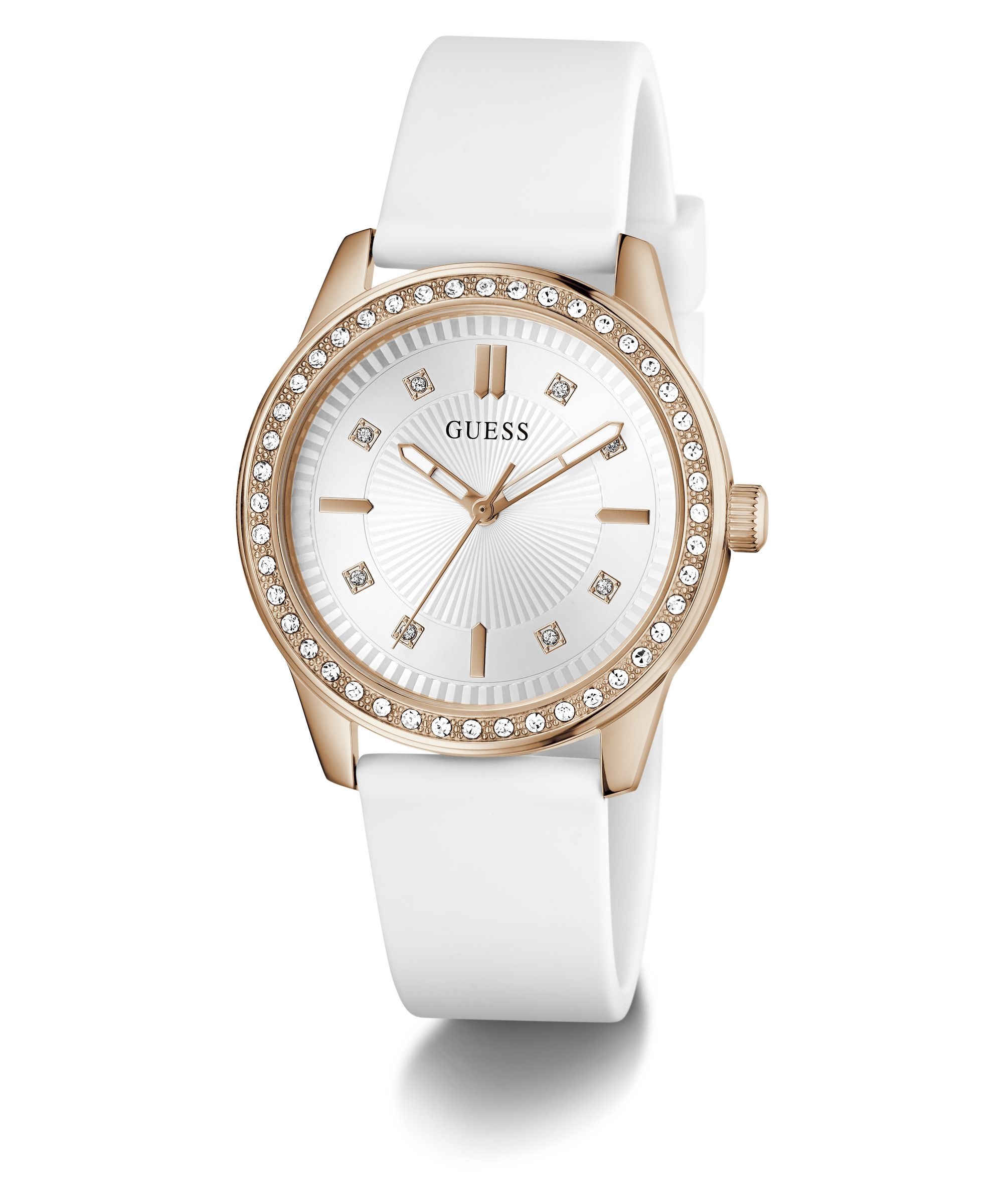 Guess Quarzuhr »MARGOO« Armbanduhr, Damenuhr, Silikonarmband, analog