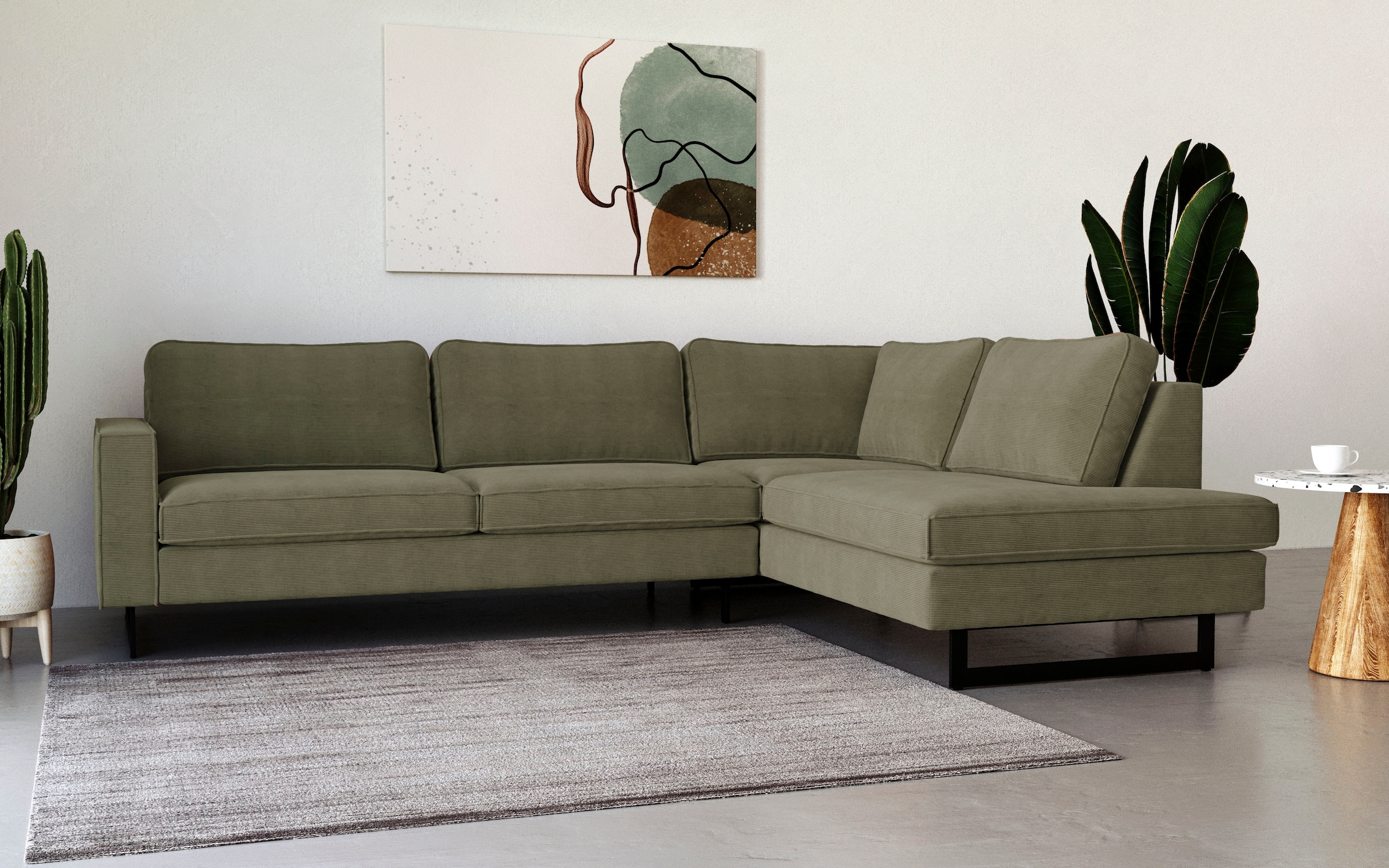 Places of Style Ecksofa "Pinto, 290 cm, Cord, Chenille, Lederoptik, Ottoman günstig online kaufen