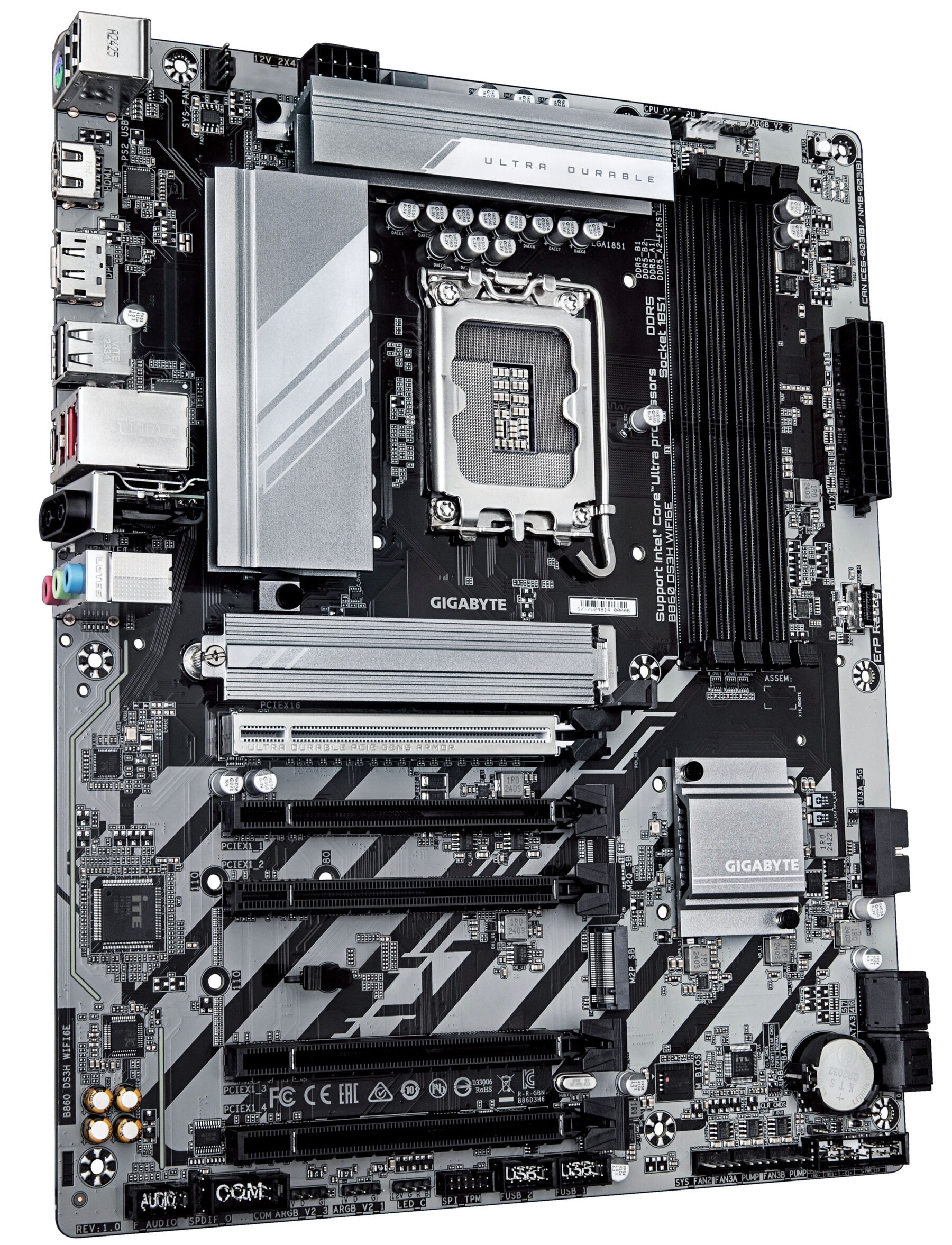 Gigabyte Mainboard »B860 DS3H WIFI6E Mainboard - Intel Core Ultra CPUs, 8+1+2+2 Phasen VRM«