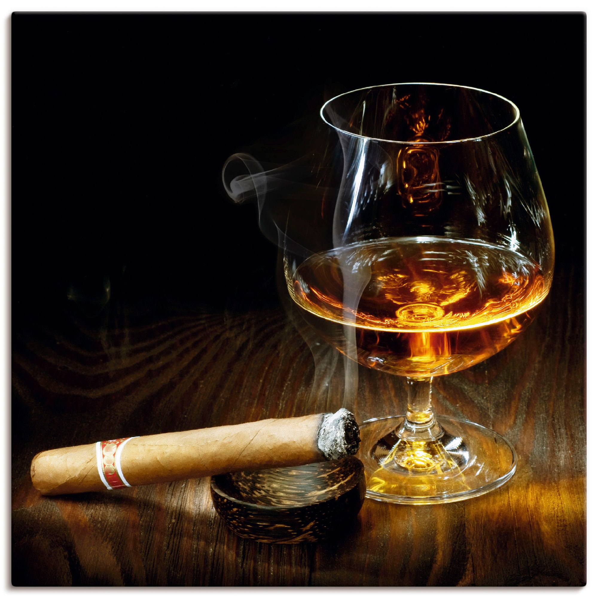 Artland Wandbild »Zigarre und Cognac«, Wandaufkleber als | Leinwandbild, Poster (1 St.), BAUR Größen Alubild, bestellen in versch. Zigarren, oder