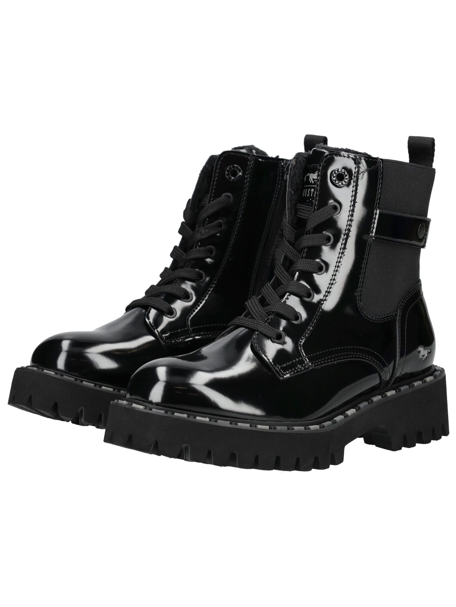 Schnürstiefelette MUSTANG SHOES "Mustang Shoes Stiefelette Lederimitat/Textil", Damen, Gr. 38, schwarz, Lederimitat, Textil, Schuhe Schnürstiefelette 6